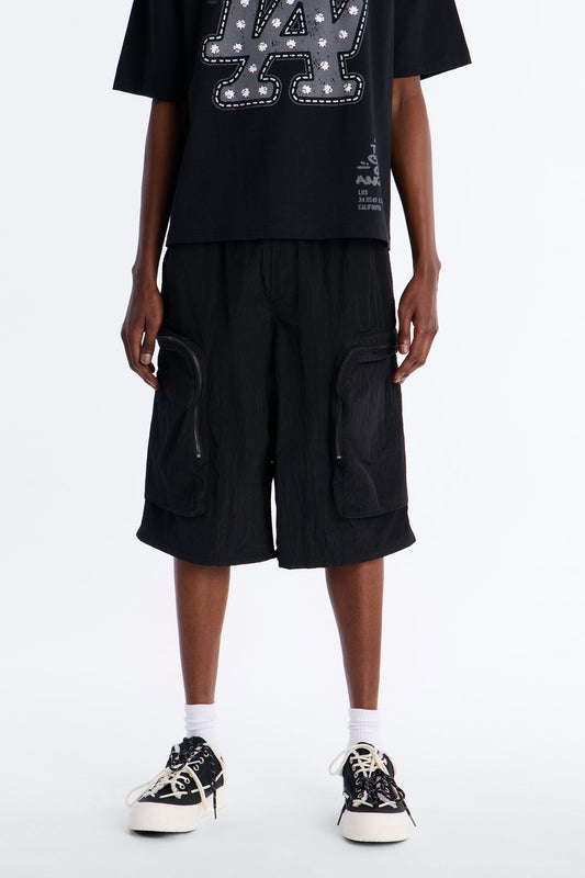 Baggy Oversized Pockets Tech Short - Black Fashion Nova