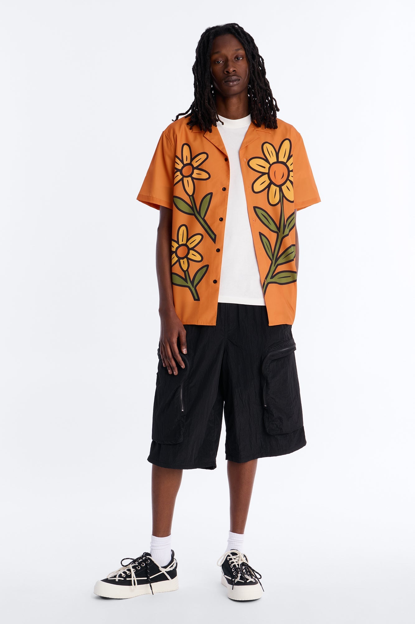 Relaxed Golden Sunshine Petals Button Up Shirt - Orange Fashion Nova