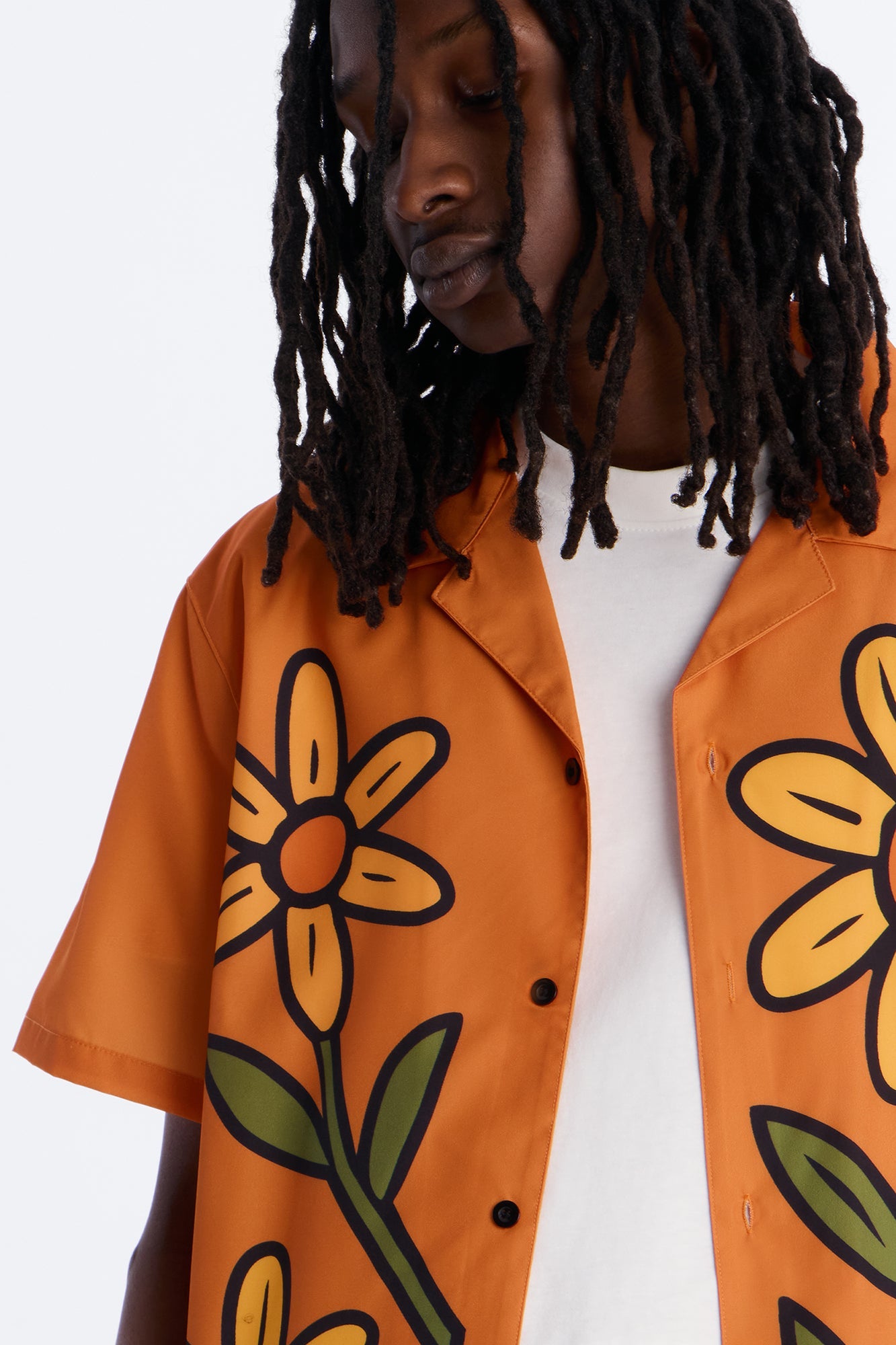 Relaxed Golden Sunshine Petals Button Up Shirt - Orange Fashion Nova