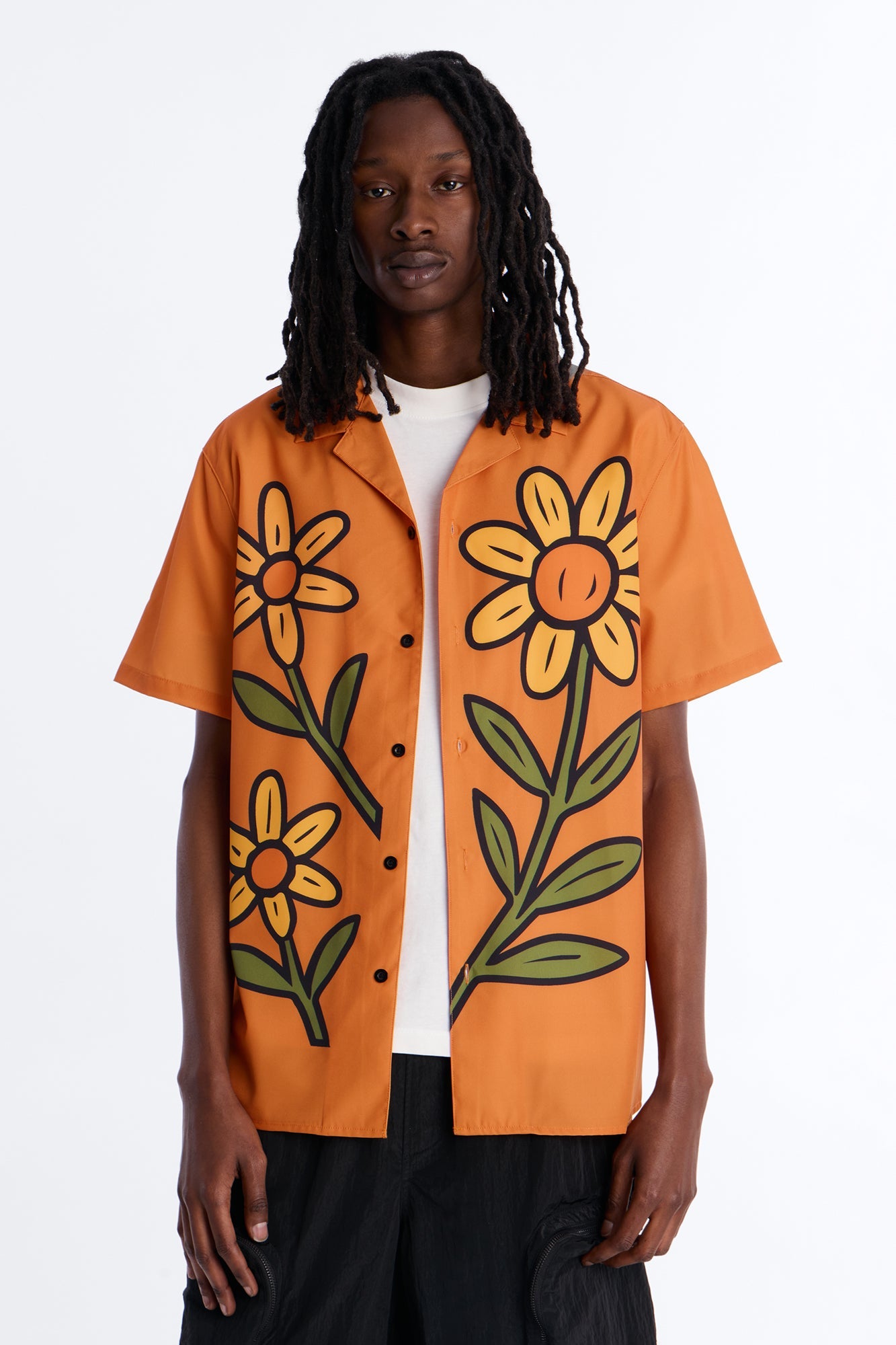 Relaxed Golden Sunshine Petals Button Up Shirt - Orange Fashion Nova