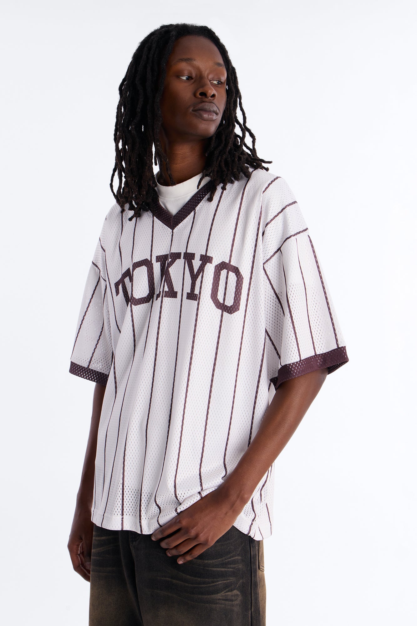 Jersey Fit Tokyo V-Neck Shirt - White Fashion Nova