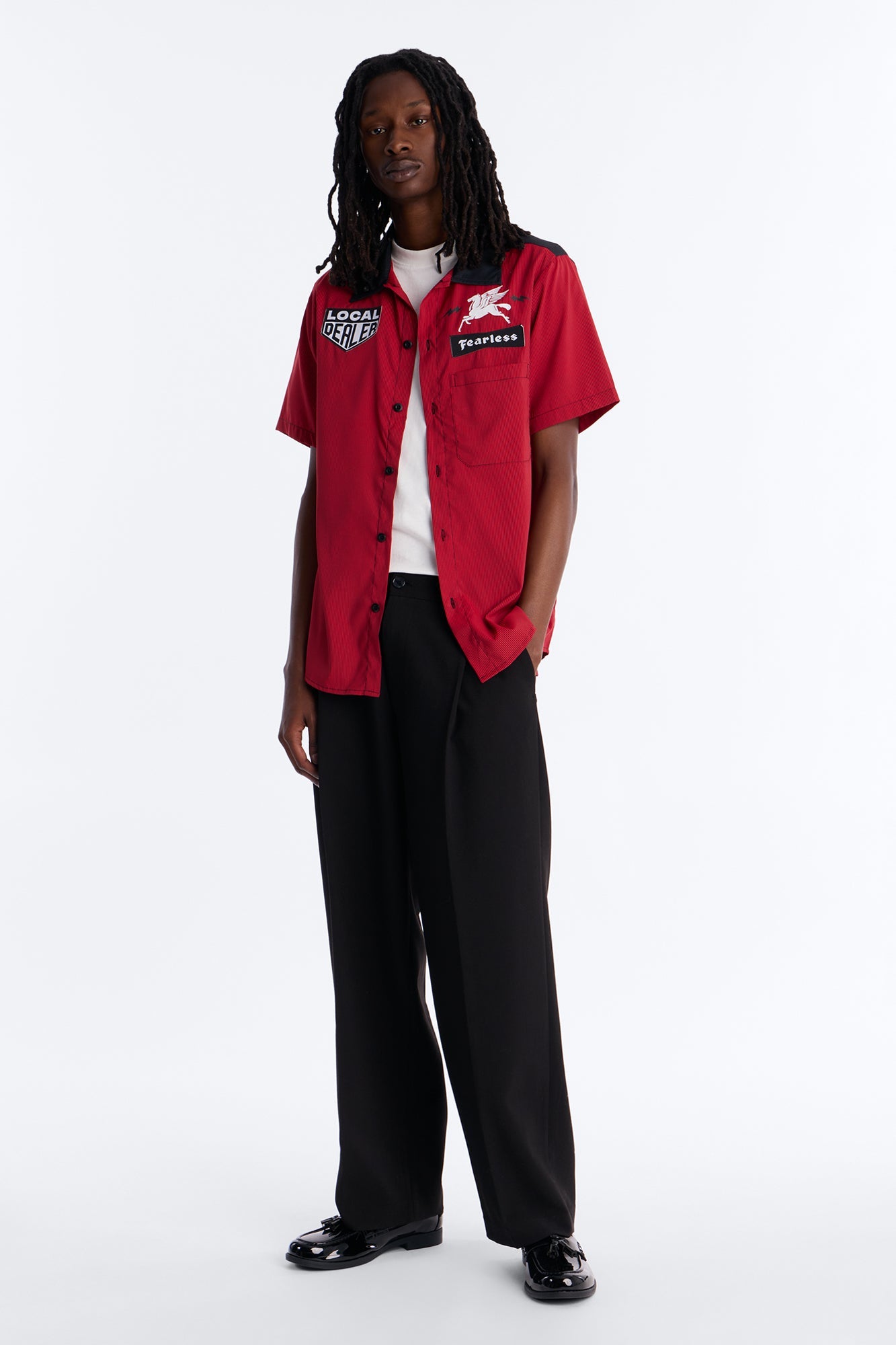 Local Dealer Striped Button Up Shirt - Red Fashion Nova