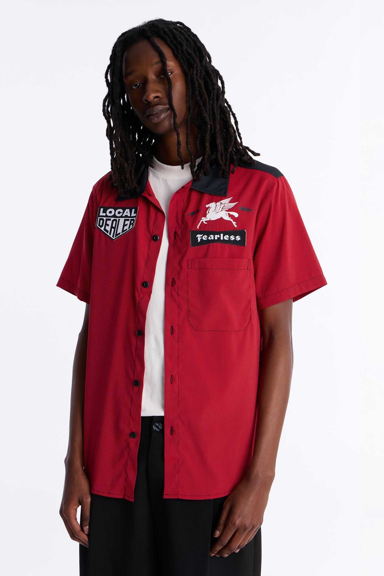 Local Dealer Striped Button Up Shirt - Red Fashion Nova