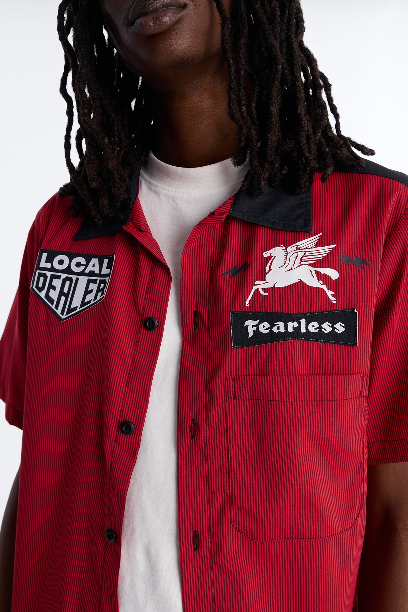 Local Dealer Striped Button Up Shirt - Red Fashion Nova
