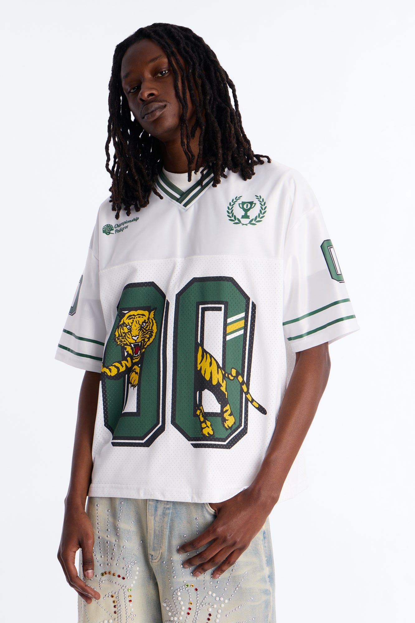 Legendary Tiger 00 Football Jersey - White Fashion Nova