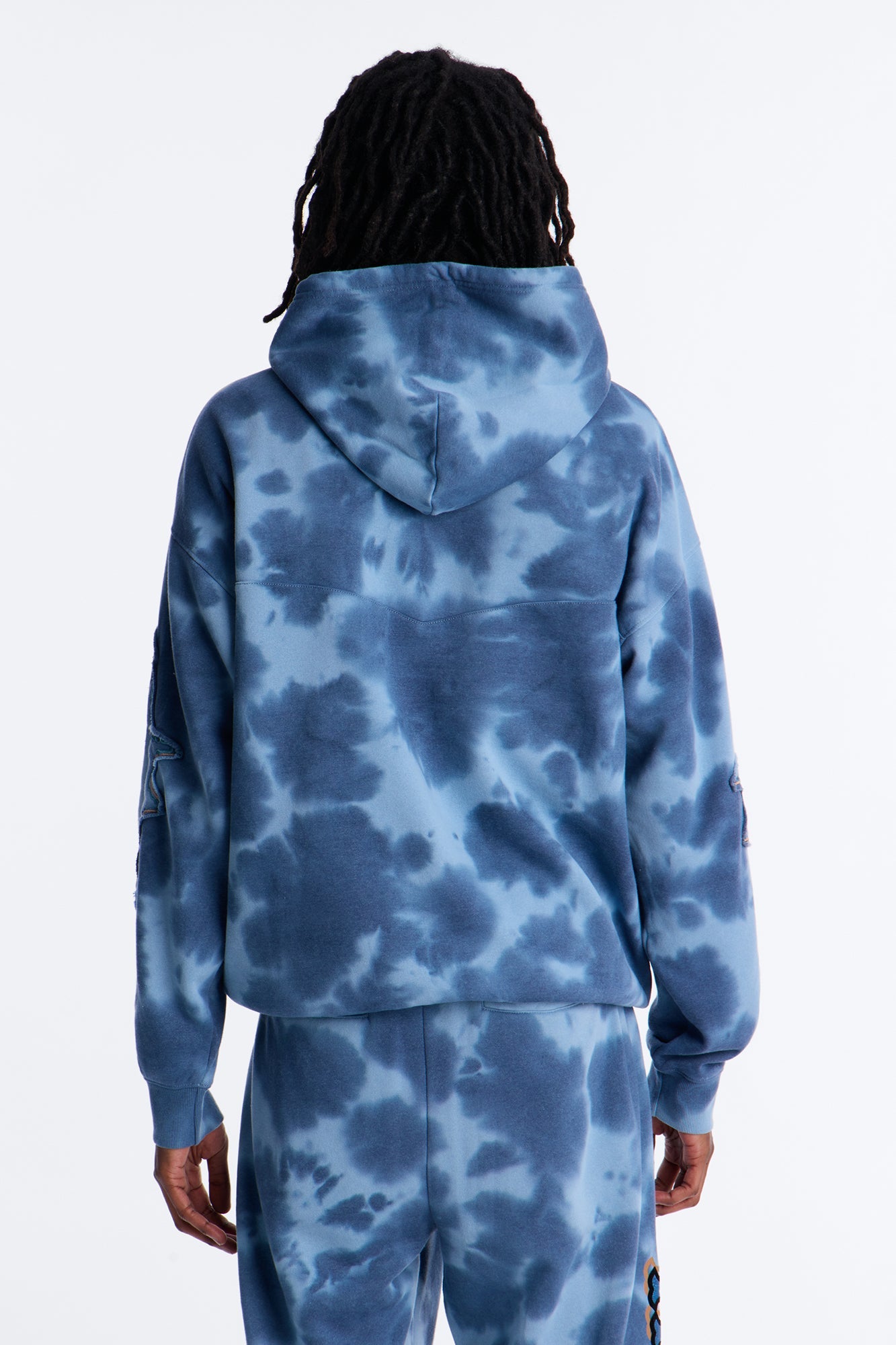 Von Dutch Outlaw Bleach Dyed Raw Edge Hoodie - Blue Fashion Nova