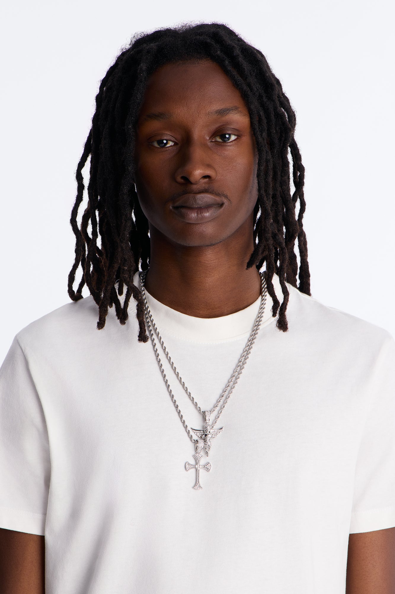 Divine Protector Necklace Set - Silver Fashion Nova