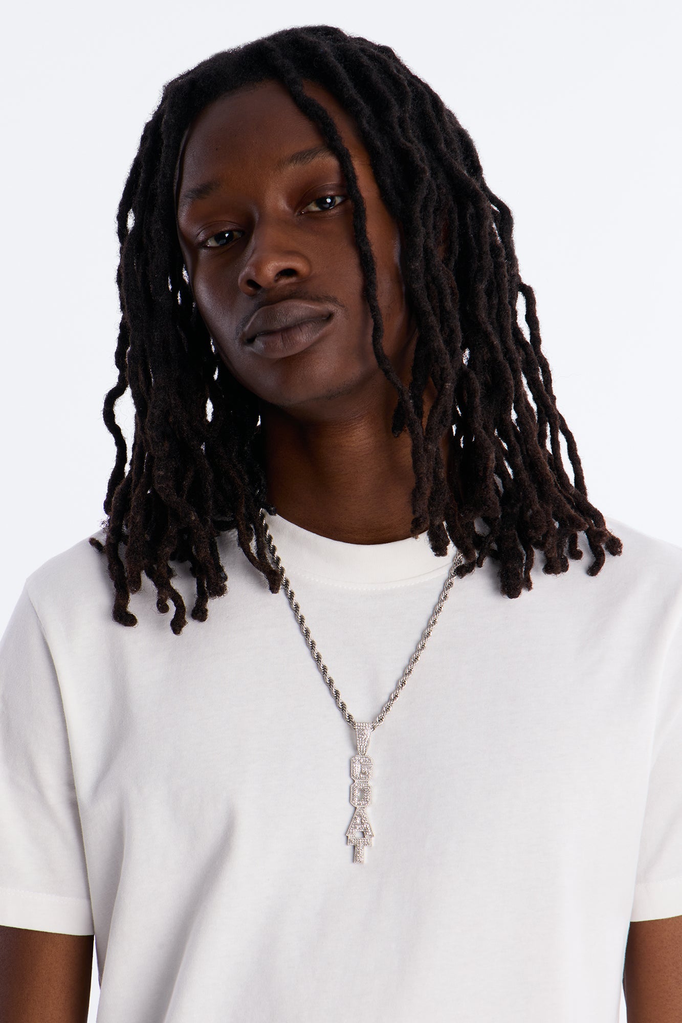 GOAT Vertical Iced Pendant Necklace - Silver Fashion Nova