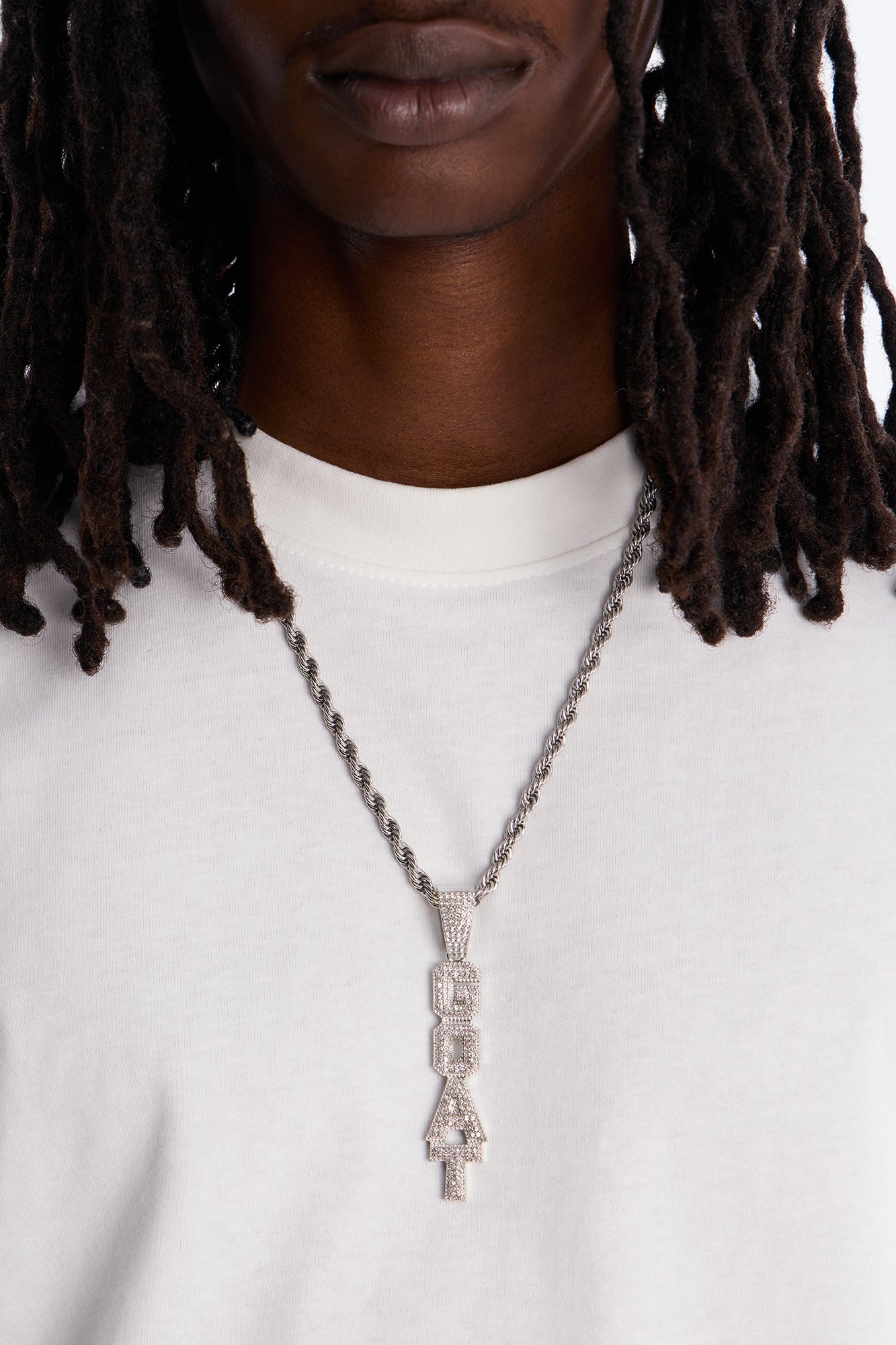 GOAT Vertical Iced Pendant Necklace - Silver Fashion Nova