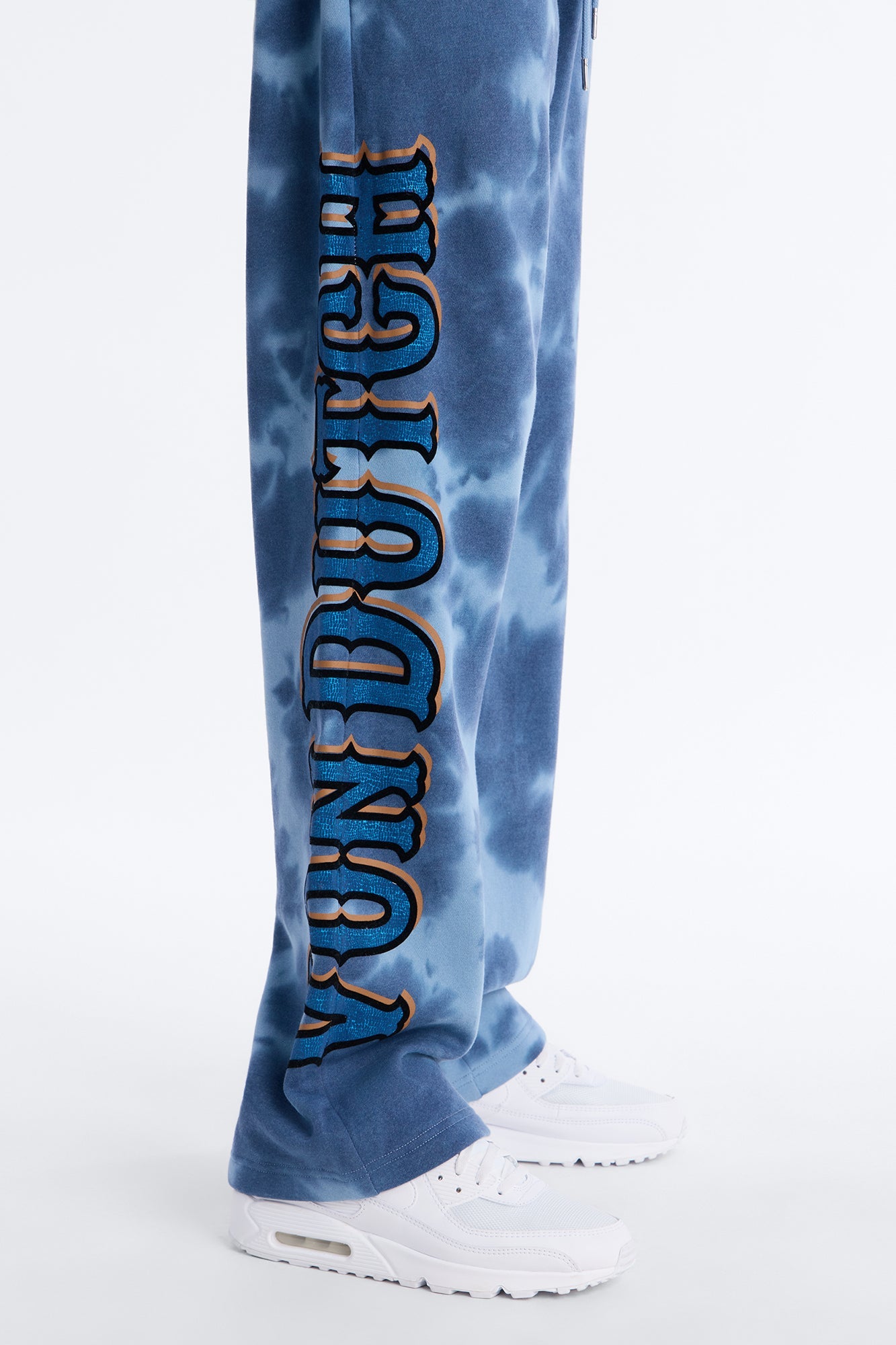 Baggy Von Dutch Outlaw Bleach Dyed Raw Edge Sweatpants - Blue Fashion Nova