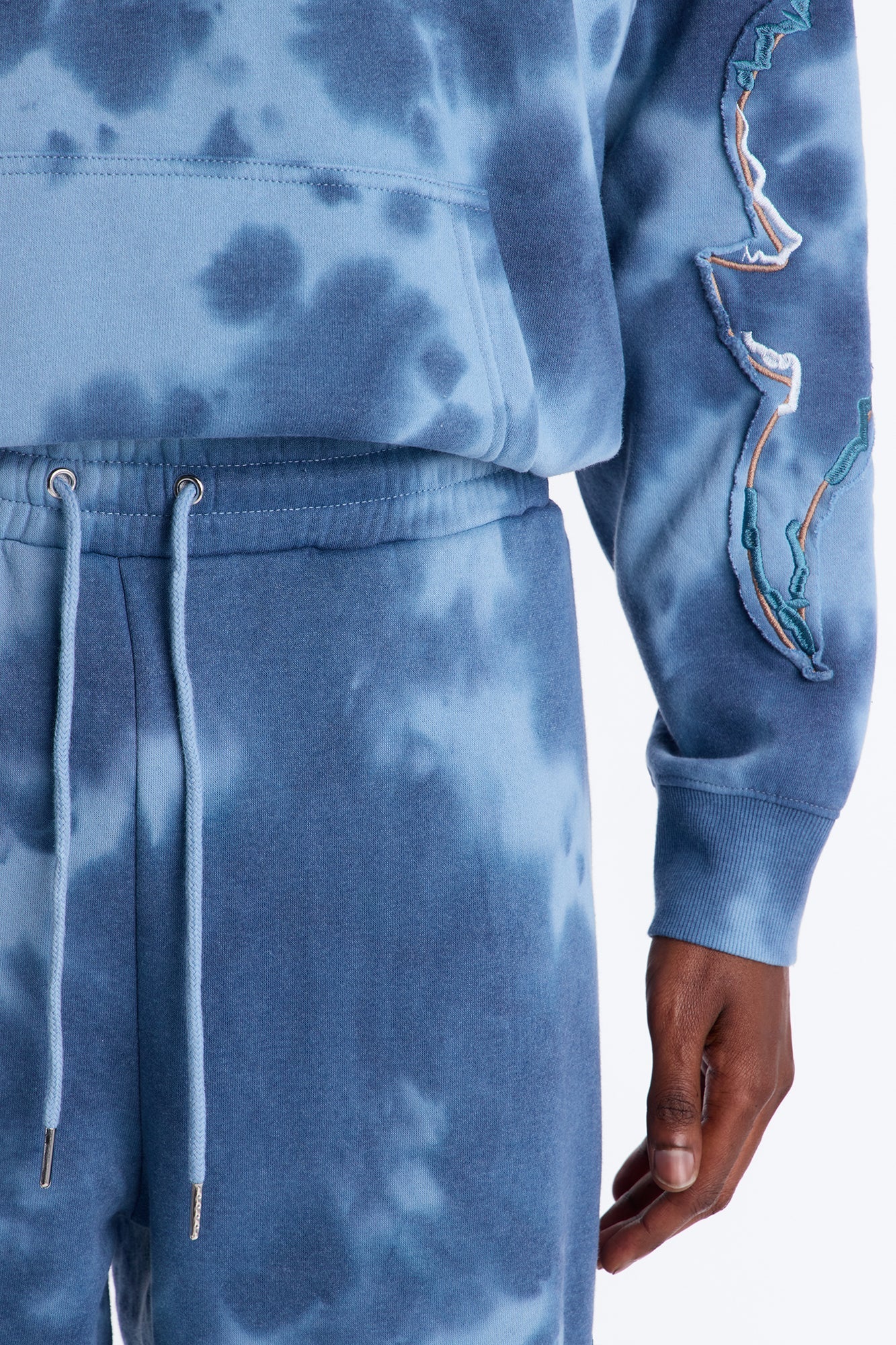 Baggy Von Dutch Outlaw Bleach Dyed Raw Edge Sweatpants - Blue Fashion Nova