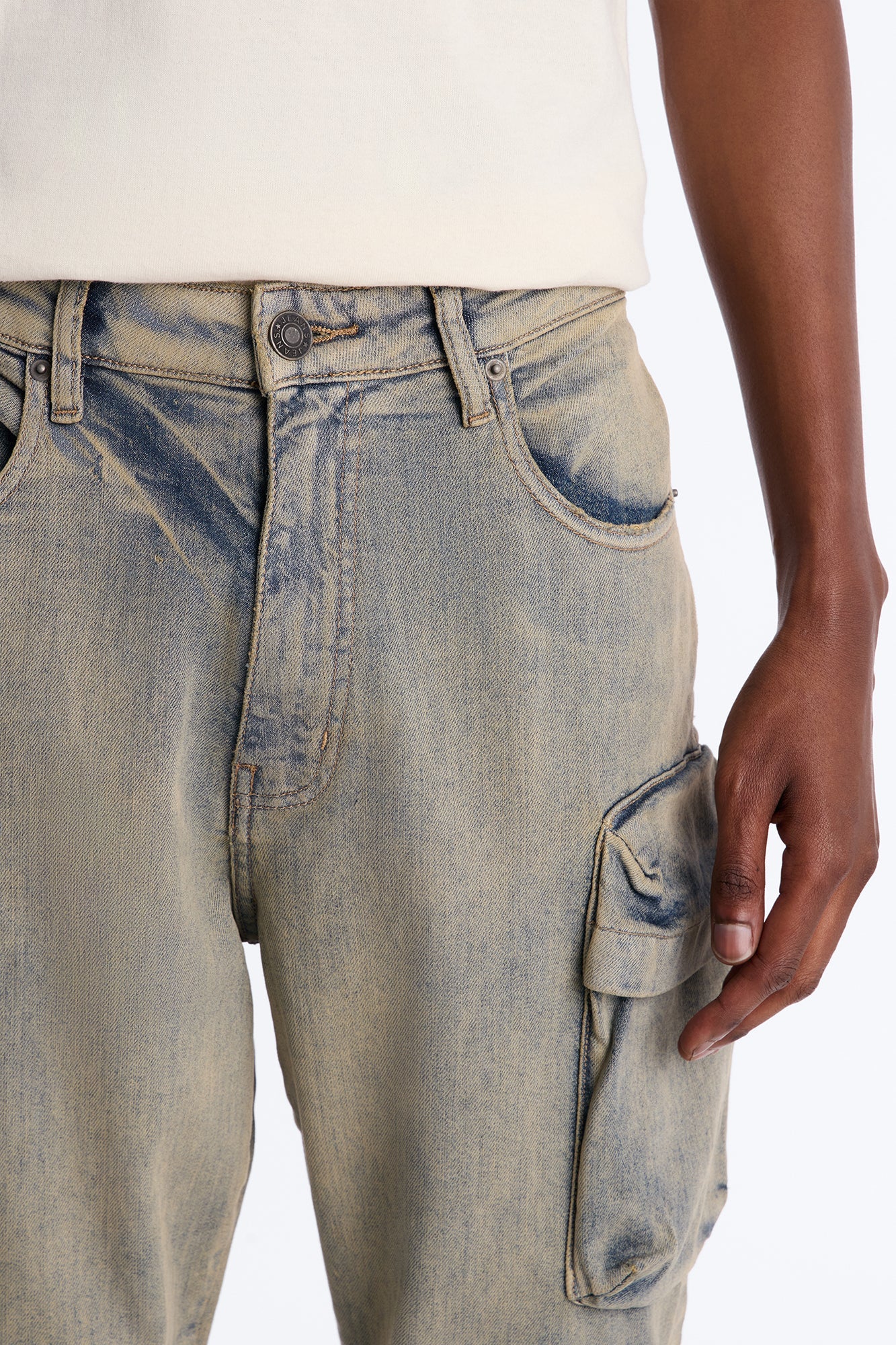 Stacked Slim Flare Cargo All The Way Jean - Vintage Wash Fashion Nova