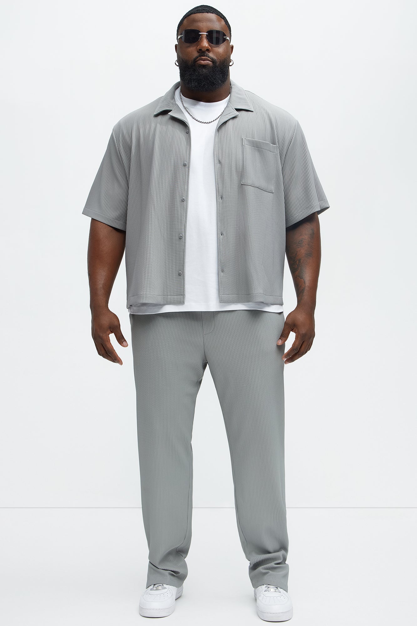 Show Up Short Sleeve Cuban Shirt - Grey Fashion Nova