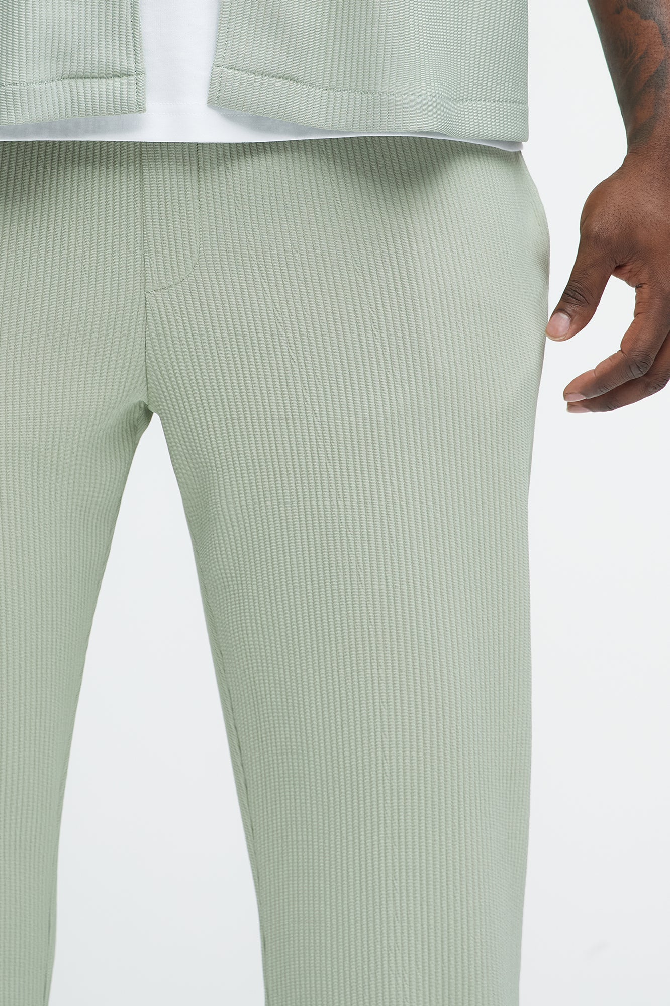 Show Up Slim Slit Pants - Sage Fashion Nova