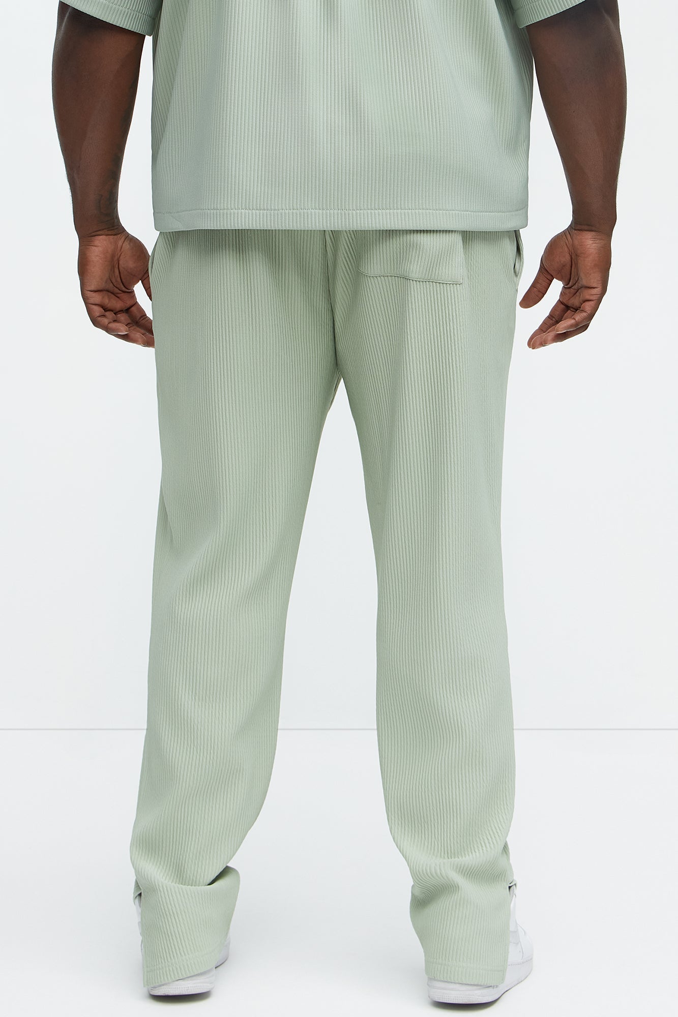 Show Up Slim Slit Pants - Sage Fashion Nova