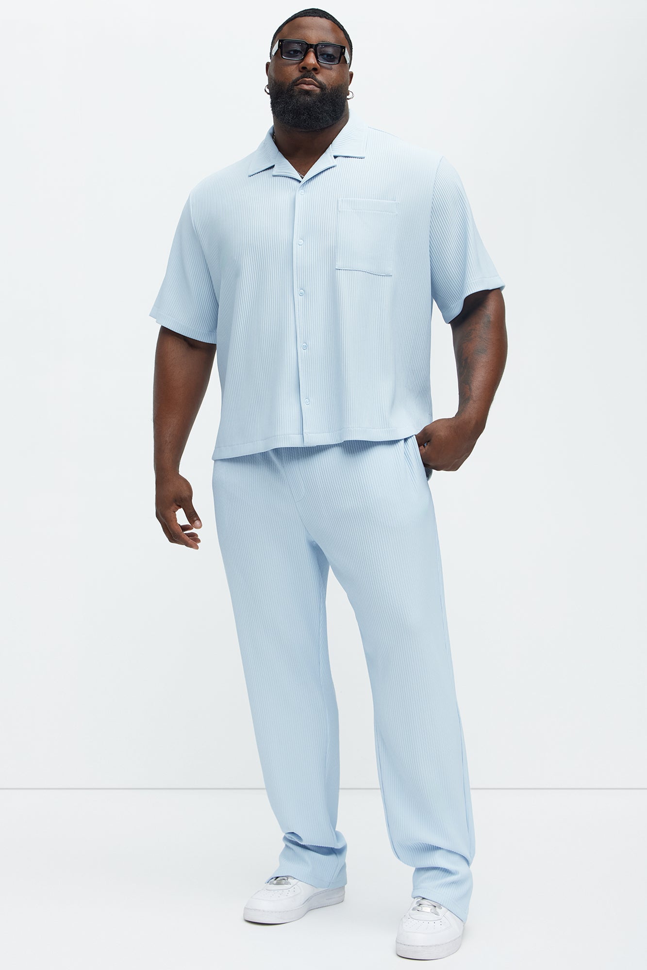 Show Up Slim Slit Pants - Light Blue Fashion Nova