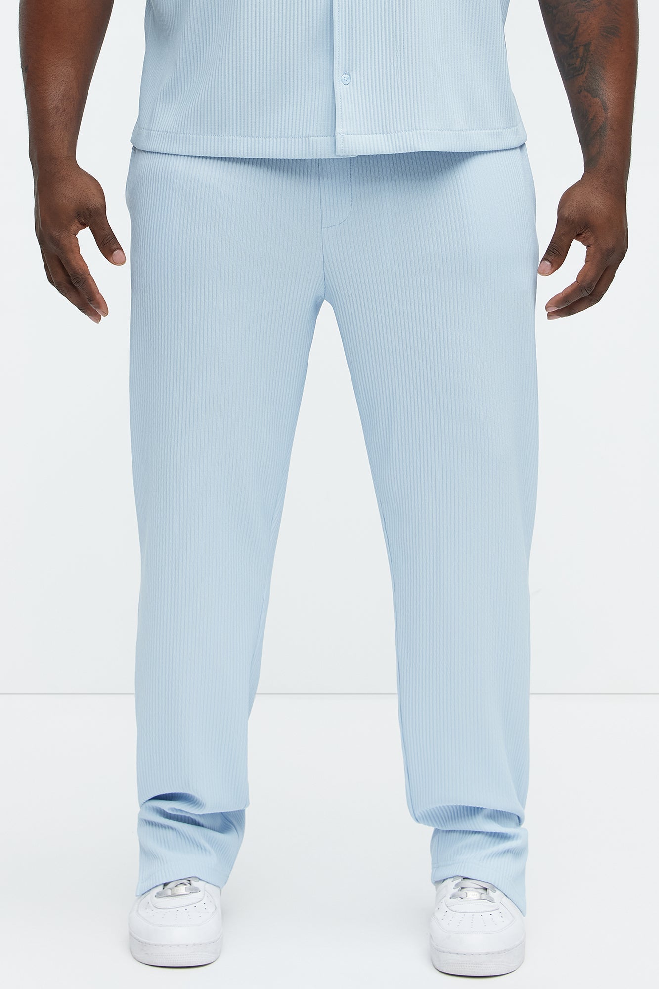 Show Up Slim Slit Pants - Light Blue Fashion Nova