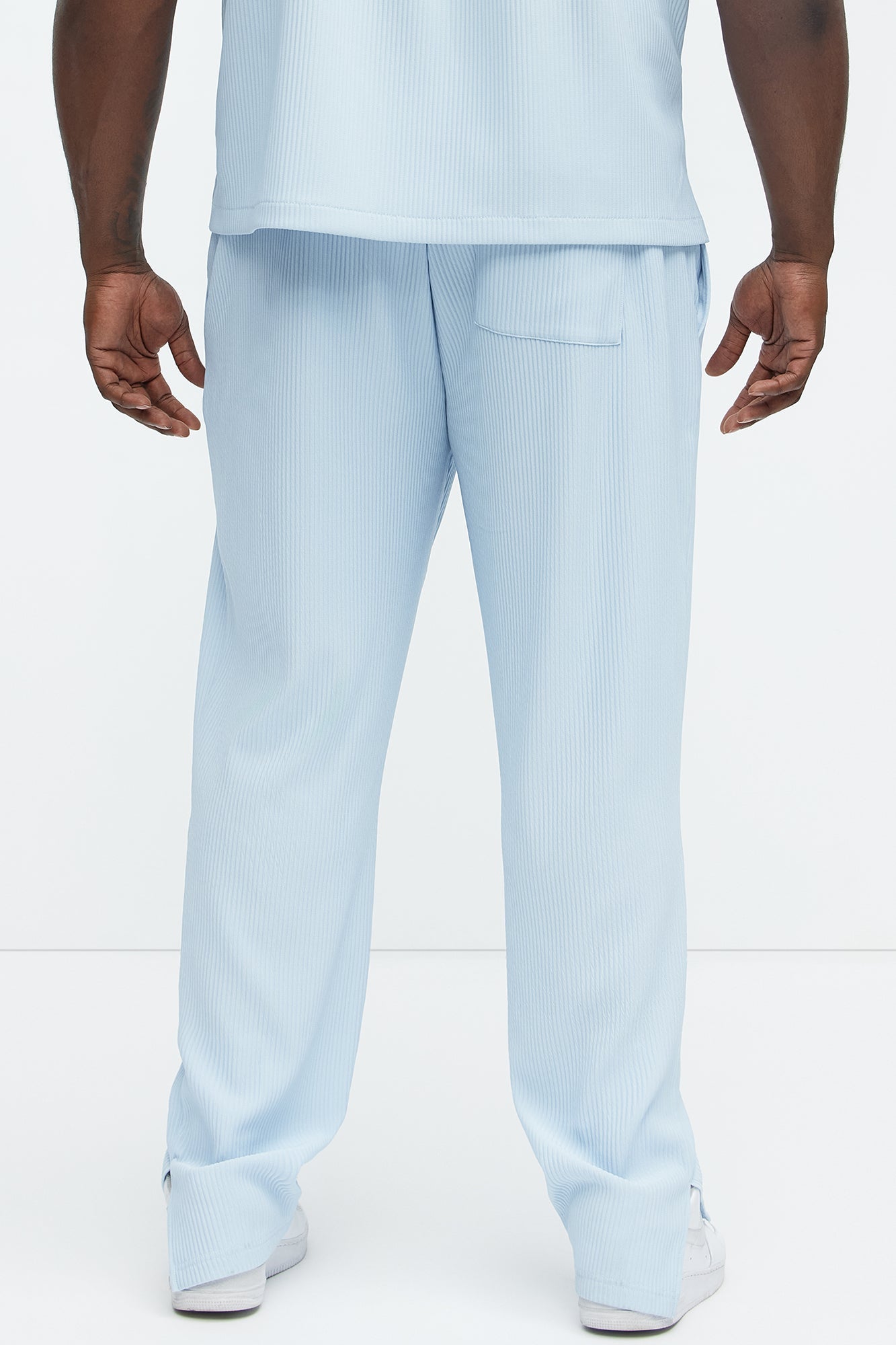 Show Up Slim Slit Pants - Light Blue Fashion Nova