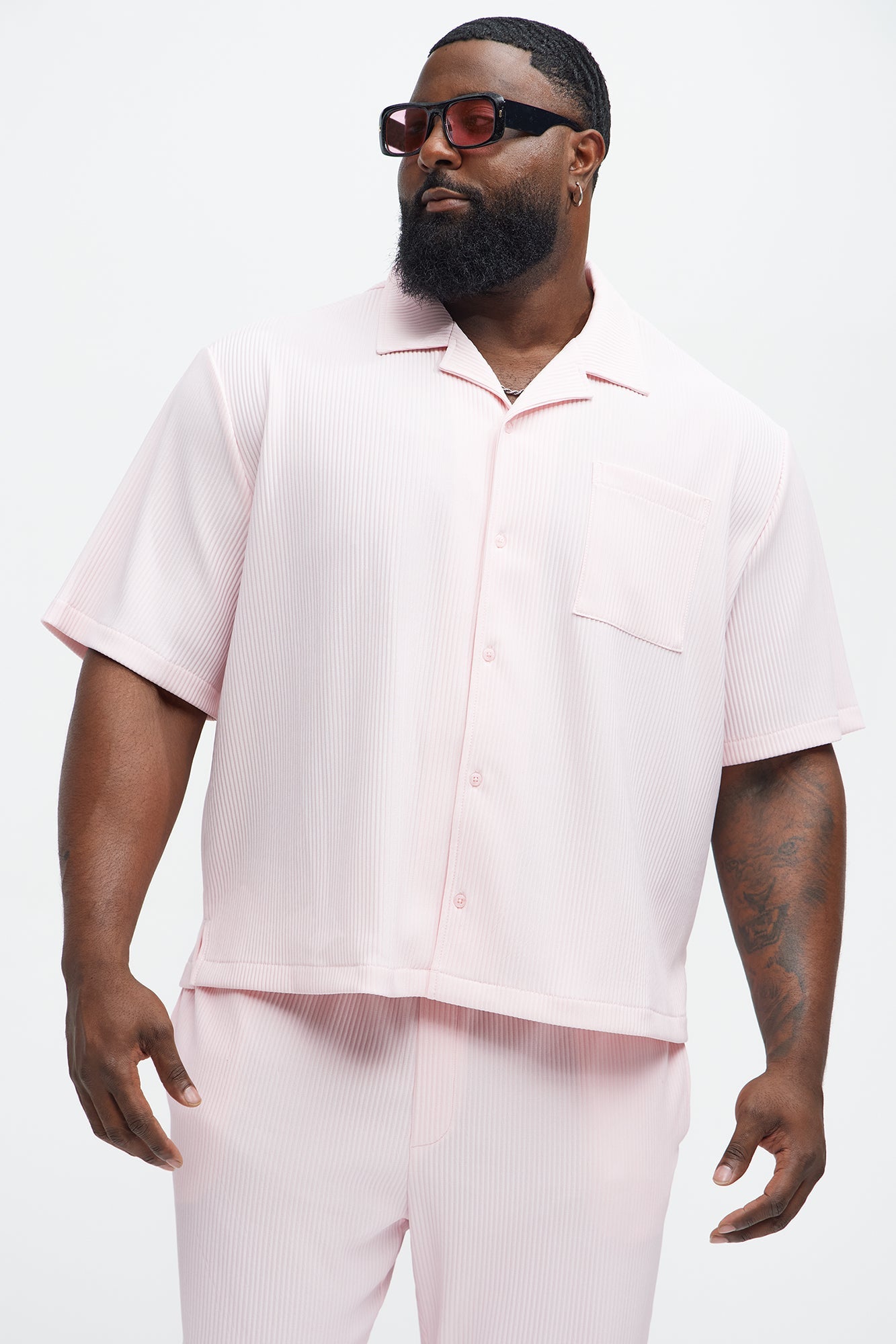 Show Up Short Sleeve Cuban Shirt - Pink Fashion Nova