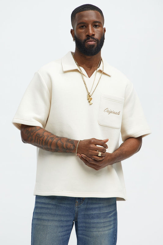 Tyson Happy Mistake Short Sleeve Polo - Cream Fashion Nova