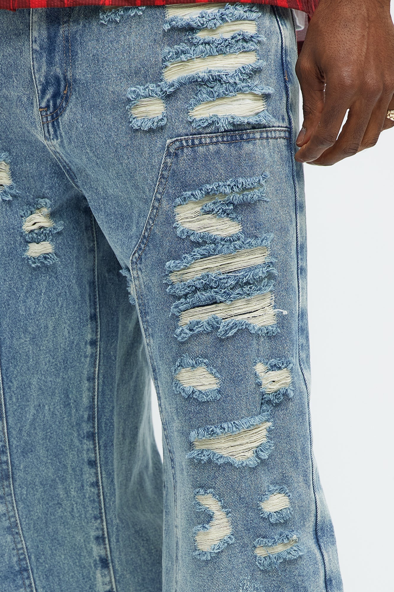 Be About It Distressed Carpenter Baggy Jeans - Light Wash Fashion Nova