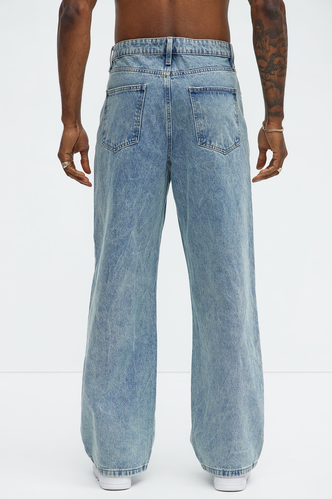 Be About It Distressed Carpenter Baggy Jeans - Light Wash Fashion Nova