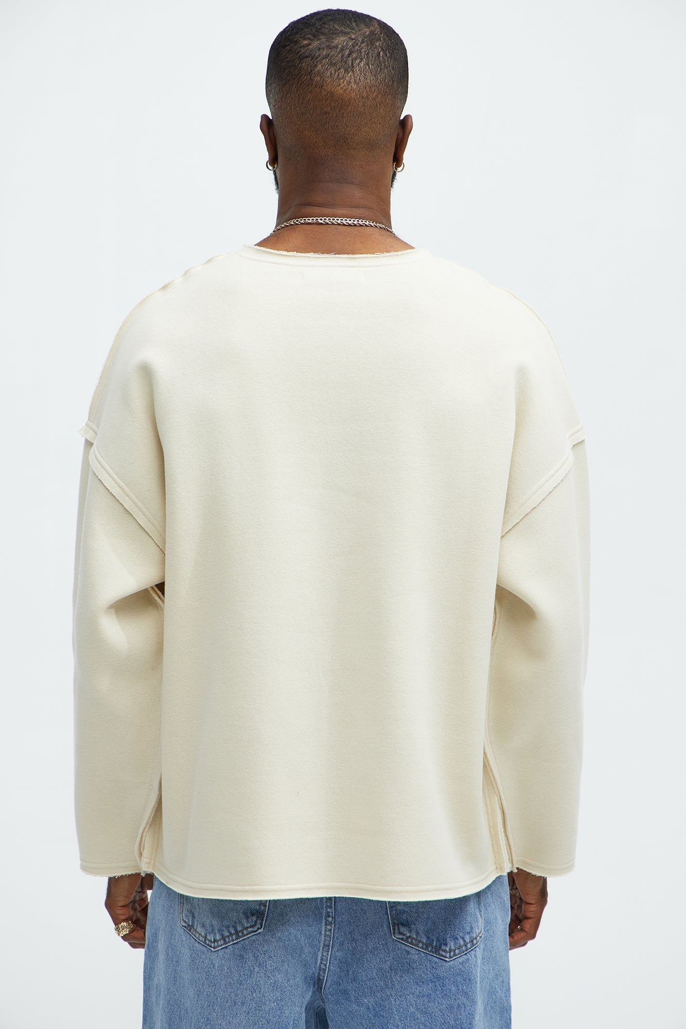 Tyson Luxury Dept Frayed Oversized Sweatshirt - Cream Fashion Nova