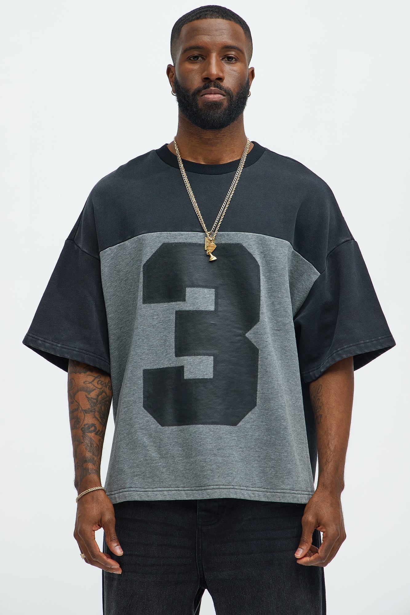 Kyle Color Block Oversized Tee - Black/combo Fashion Nova