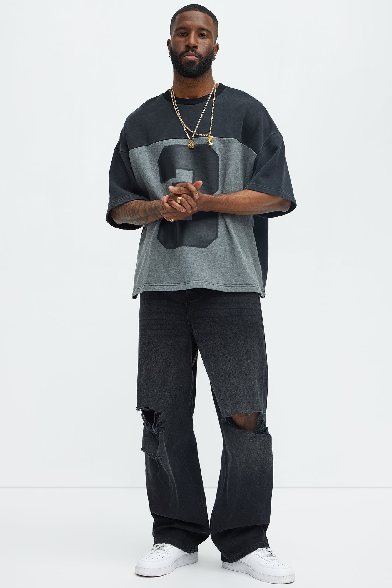 Alvarez Distressed Baggy Jeans - Black Wash Fashion Nova