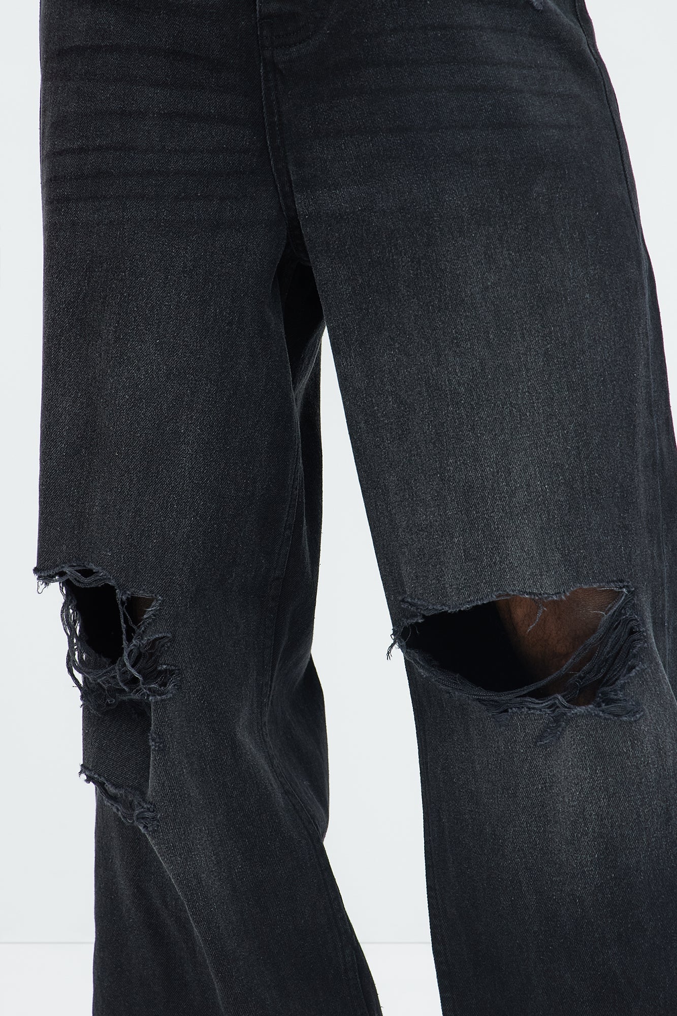Alvarez Distressed Baggy Jeans - Black Wash Fashion Nova
