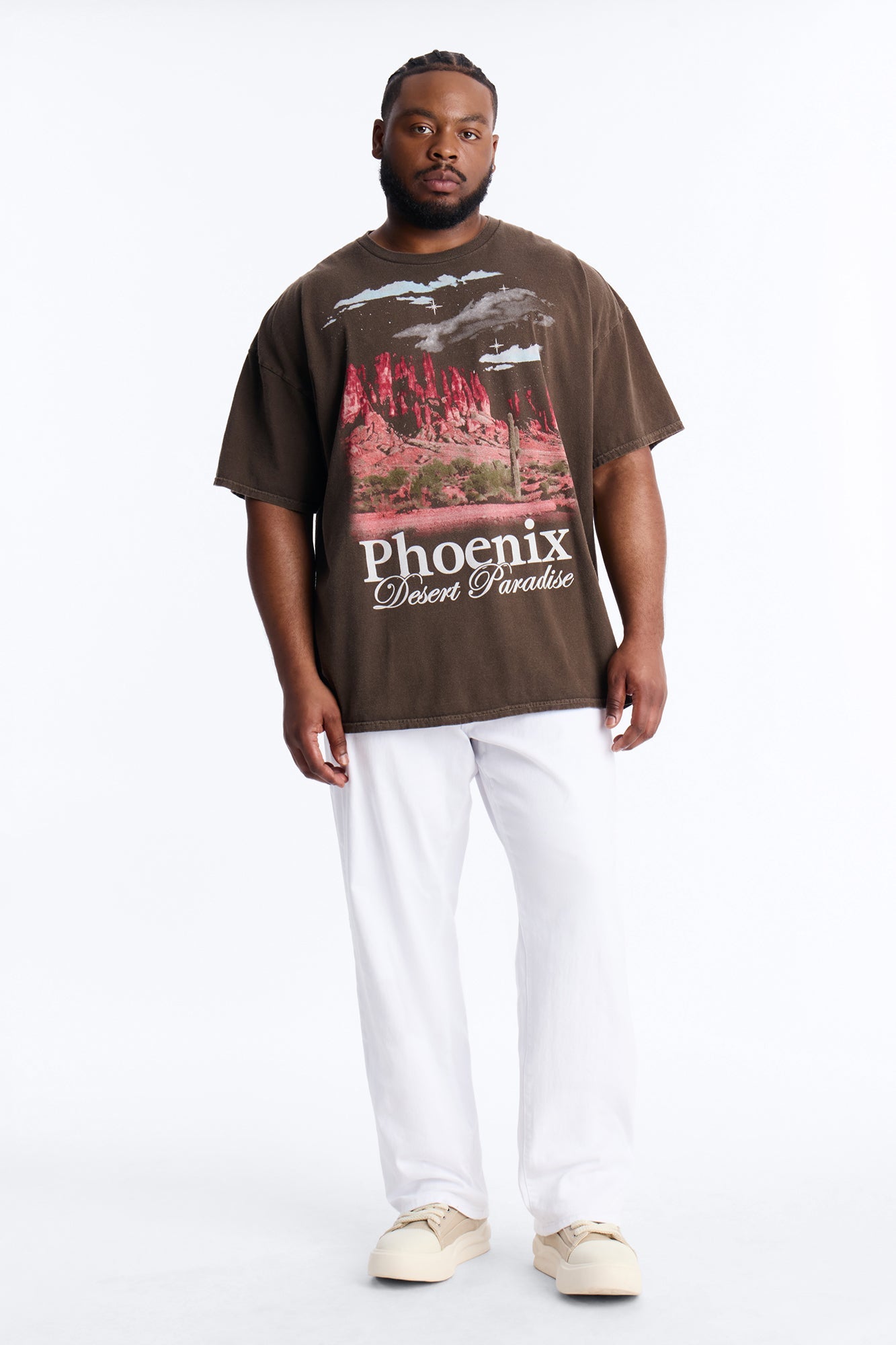 Phoenix Desert Paradise Oversized Short Sleeve Tee - Chocolate Fashion Nova
