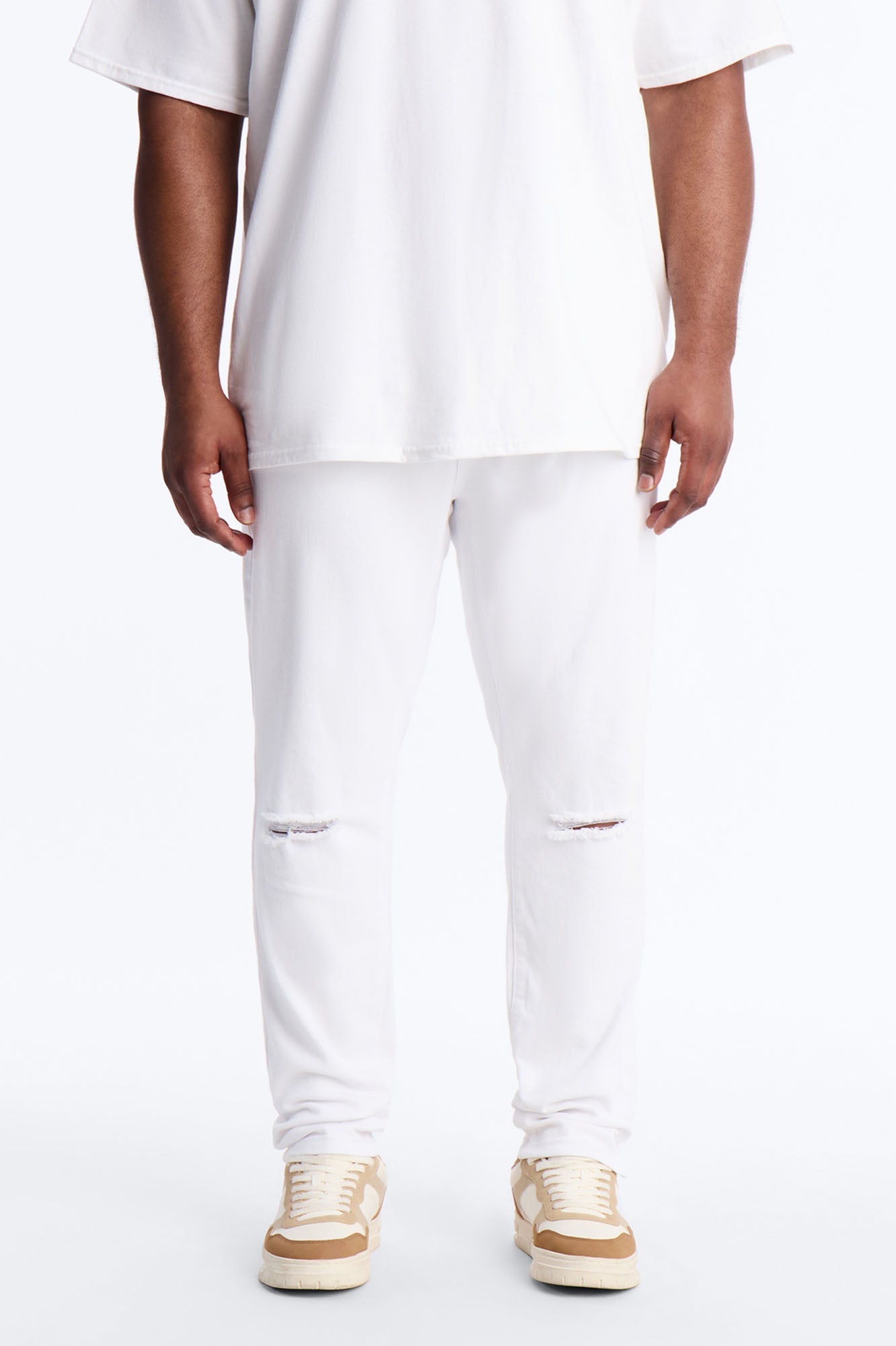 Everyday Slit Knee Skinny Jeans - White Fashion Nova