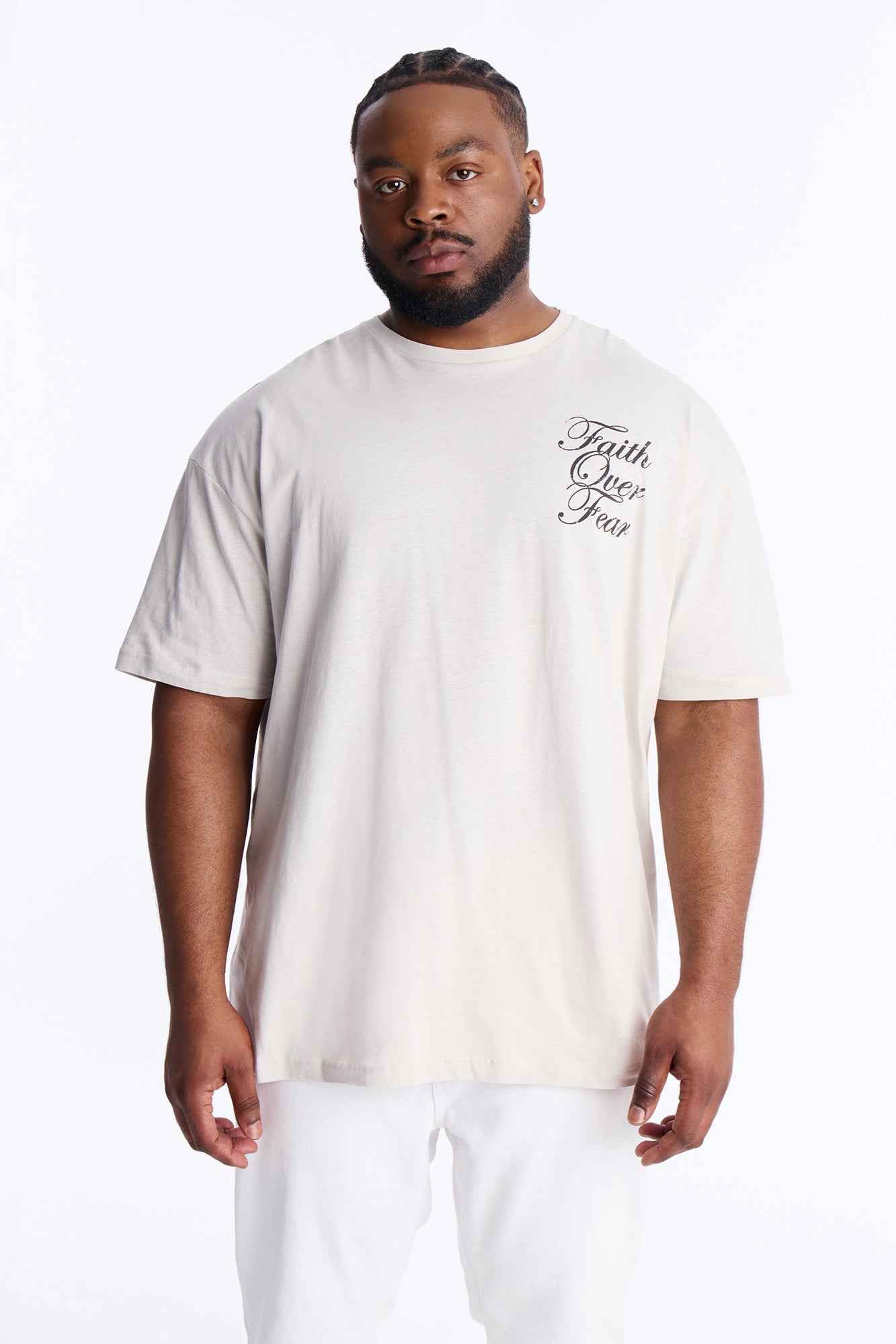 Eternal Faith Over Fear Short Sleeve Tee - Grey Fashion Nova