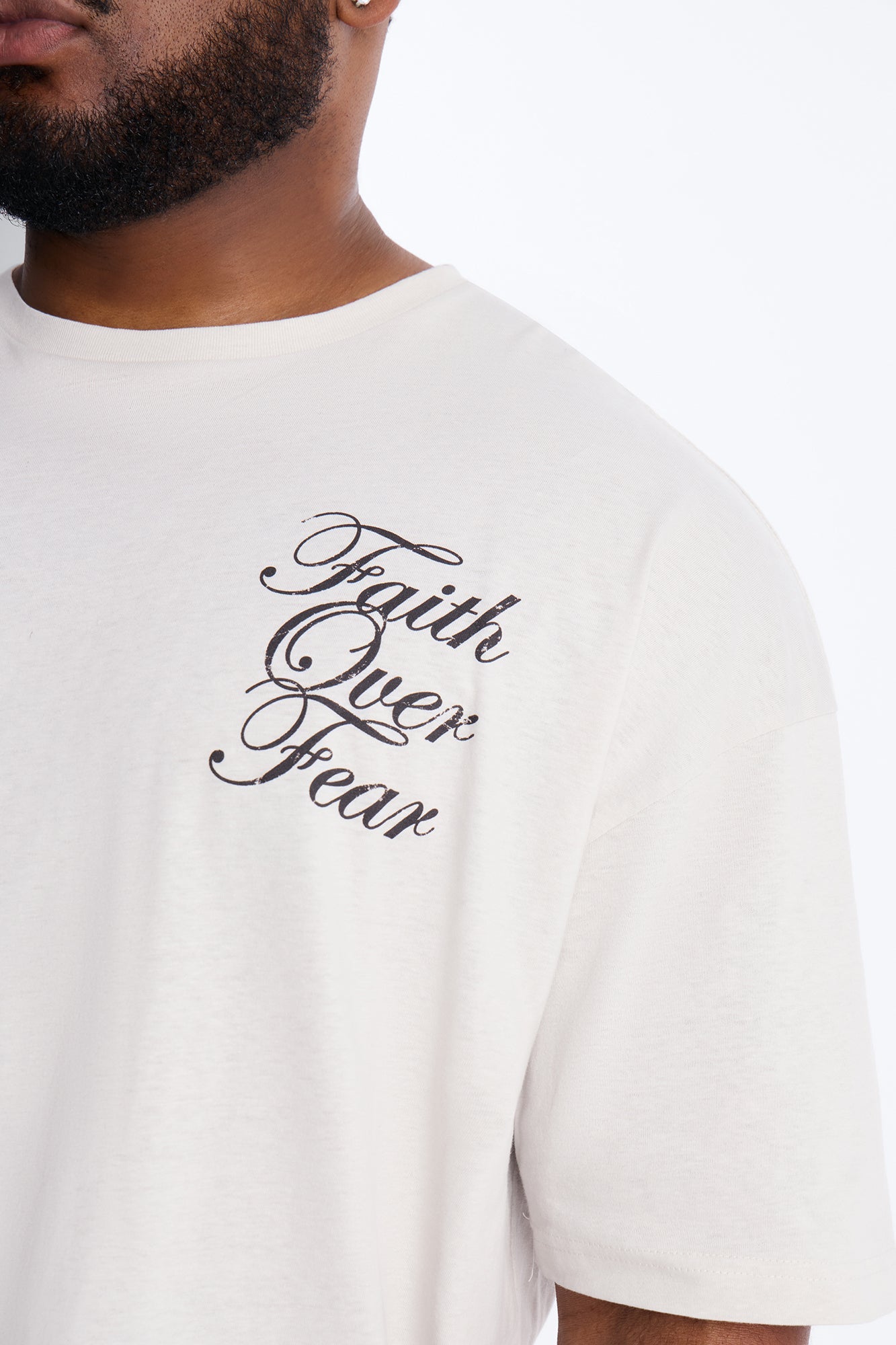 Eternal Faith Over Fear Short Sleeve Tee - Grey Fashion Nova