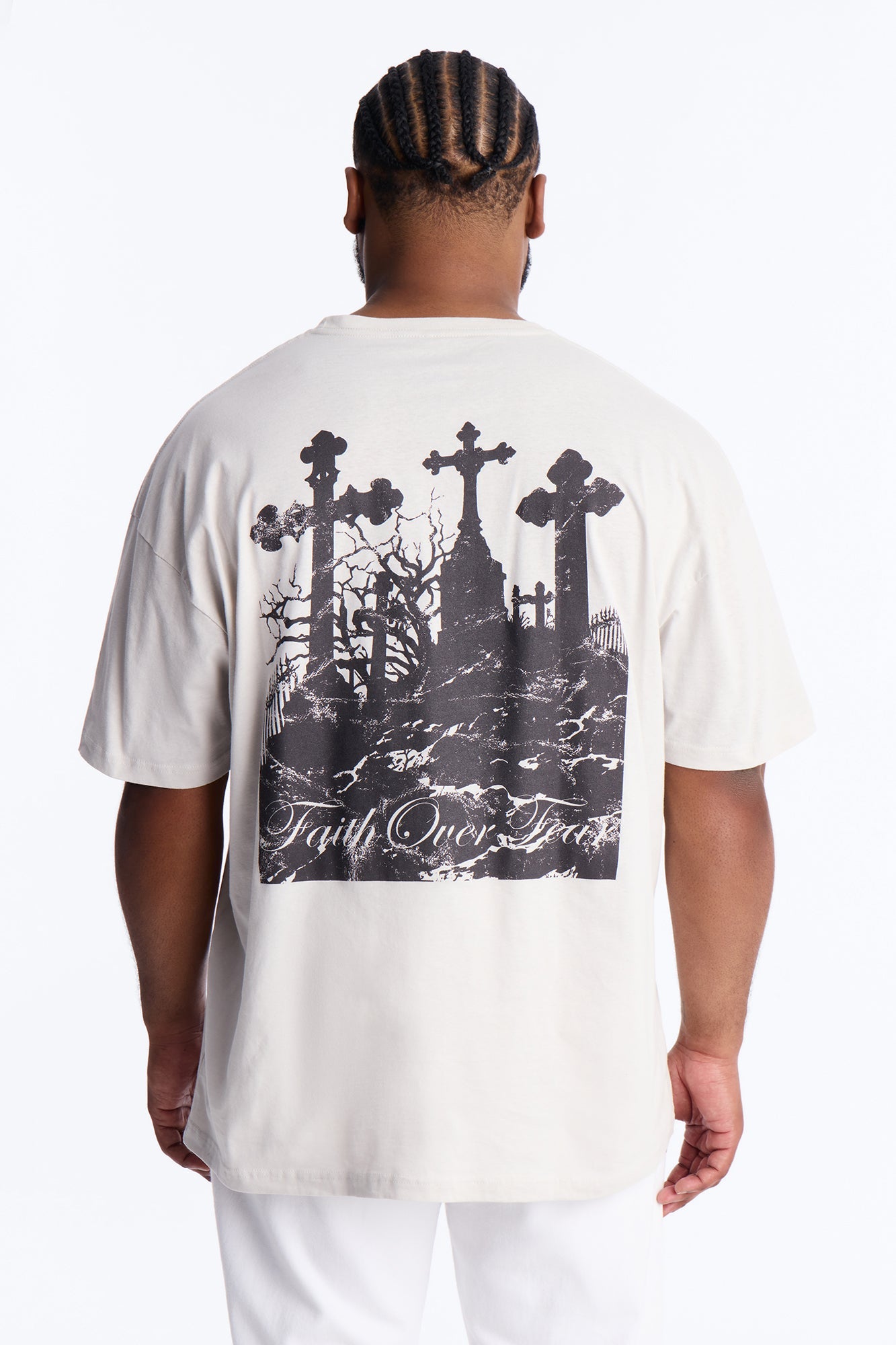 Eternal Faith Over Fear Short Sleeve Tee - Grey Fashion Nova