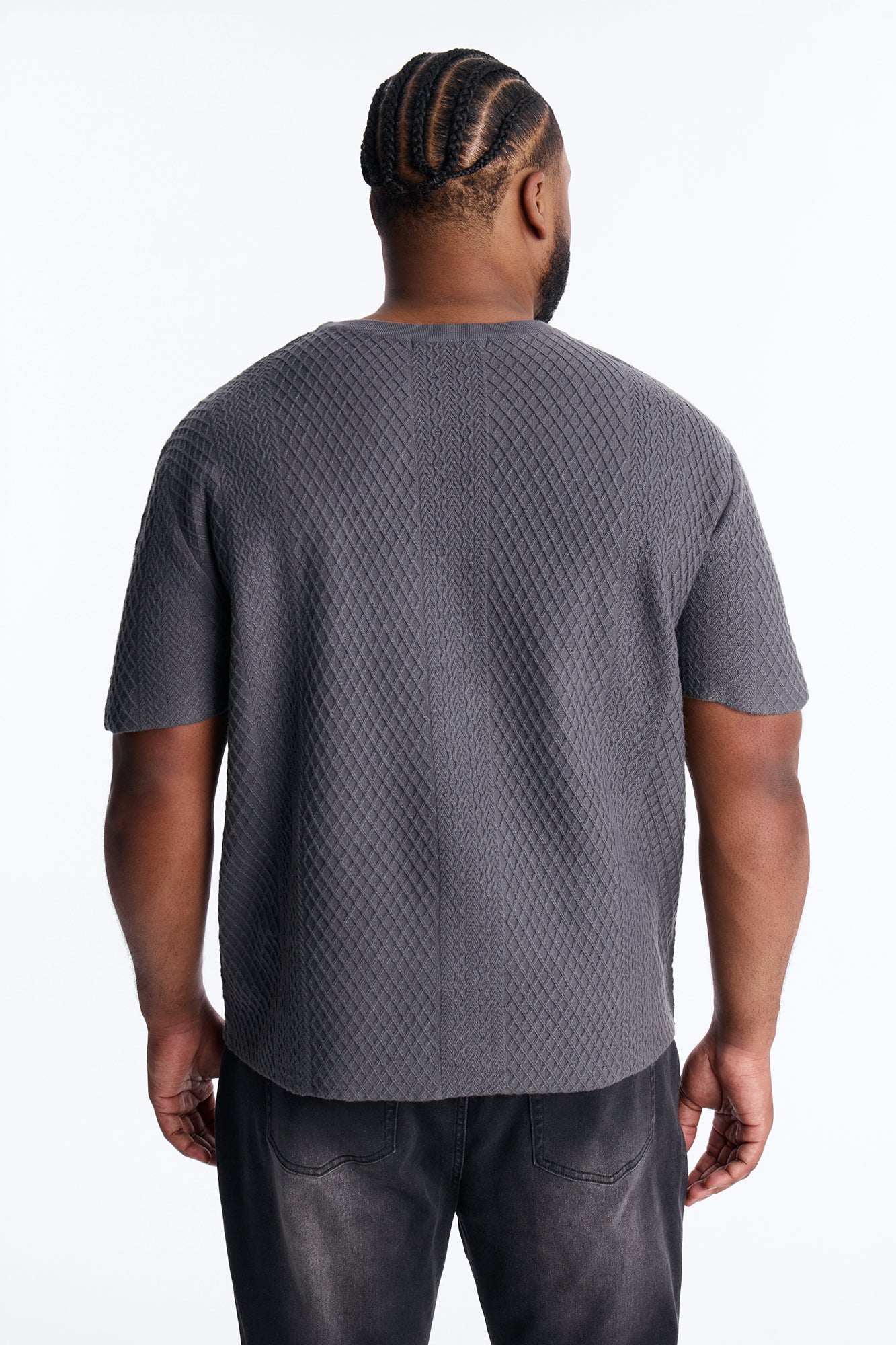 Relaxed Knitted Crewneck Tee - Black Fashion Nova