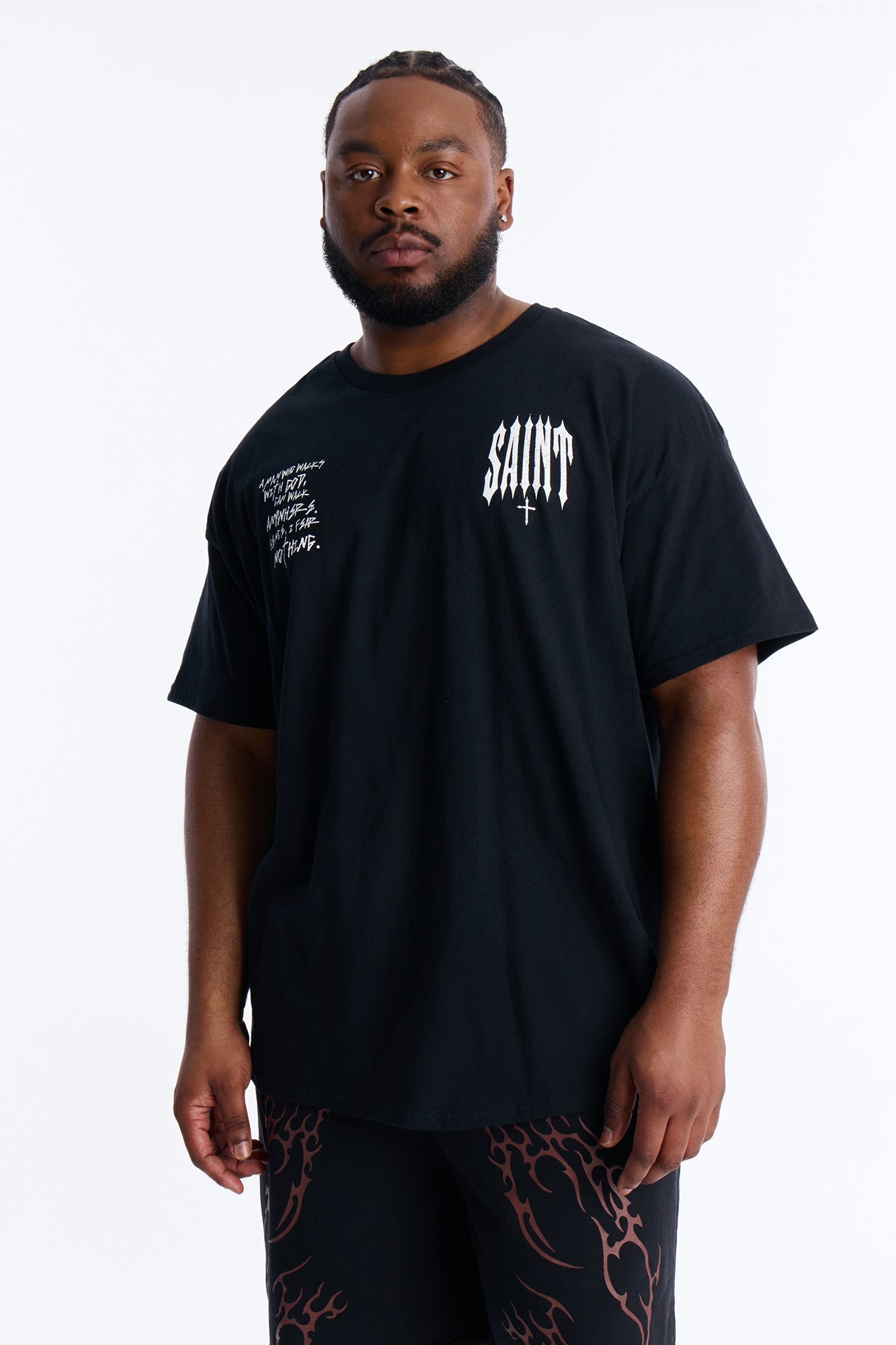 Saint Fear Nothing Oversized Short Sleeve Tee - Black Fashion Nova