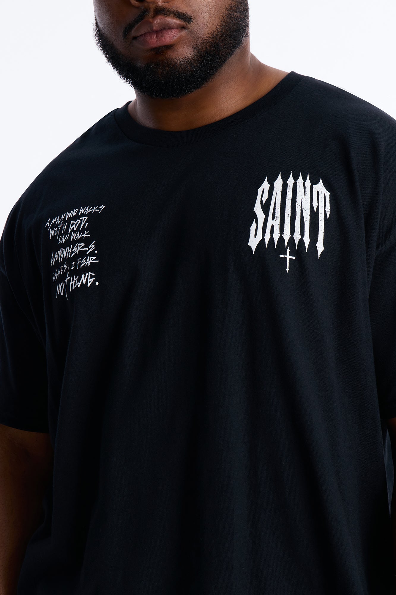 Saint Fear Nothing Oversized Short Sleeve Tee - Black Fashion Nova