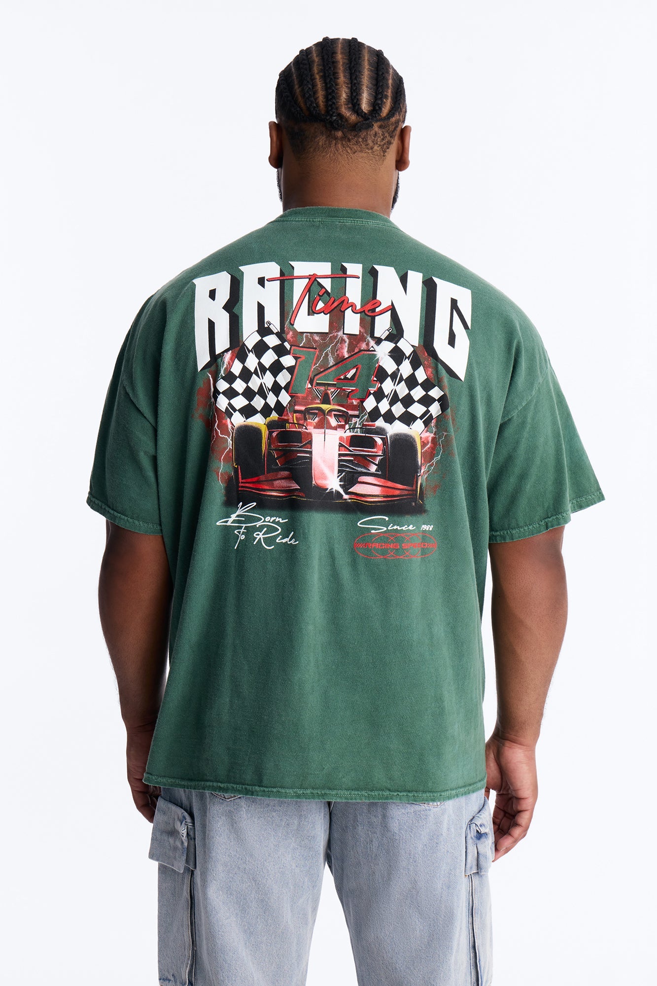 Racing Time Oversized Short Sleeve Tee - Hunter Green Fashion Nova