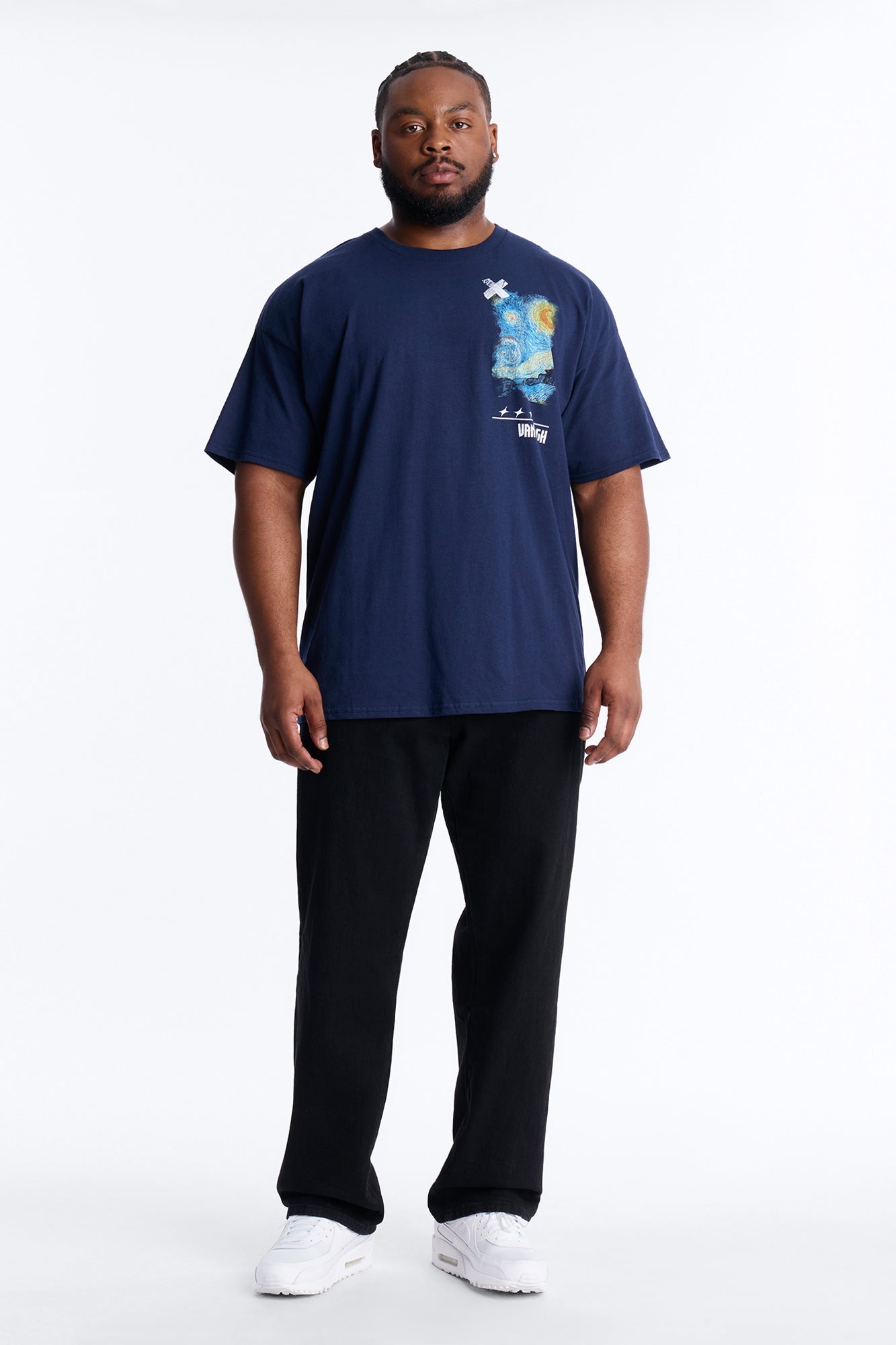 Van Gogh Stars Don't Sleep Short Sleeve Tee - Navy Fashion Nova