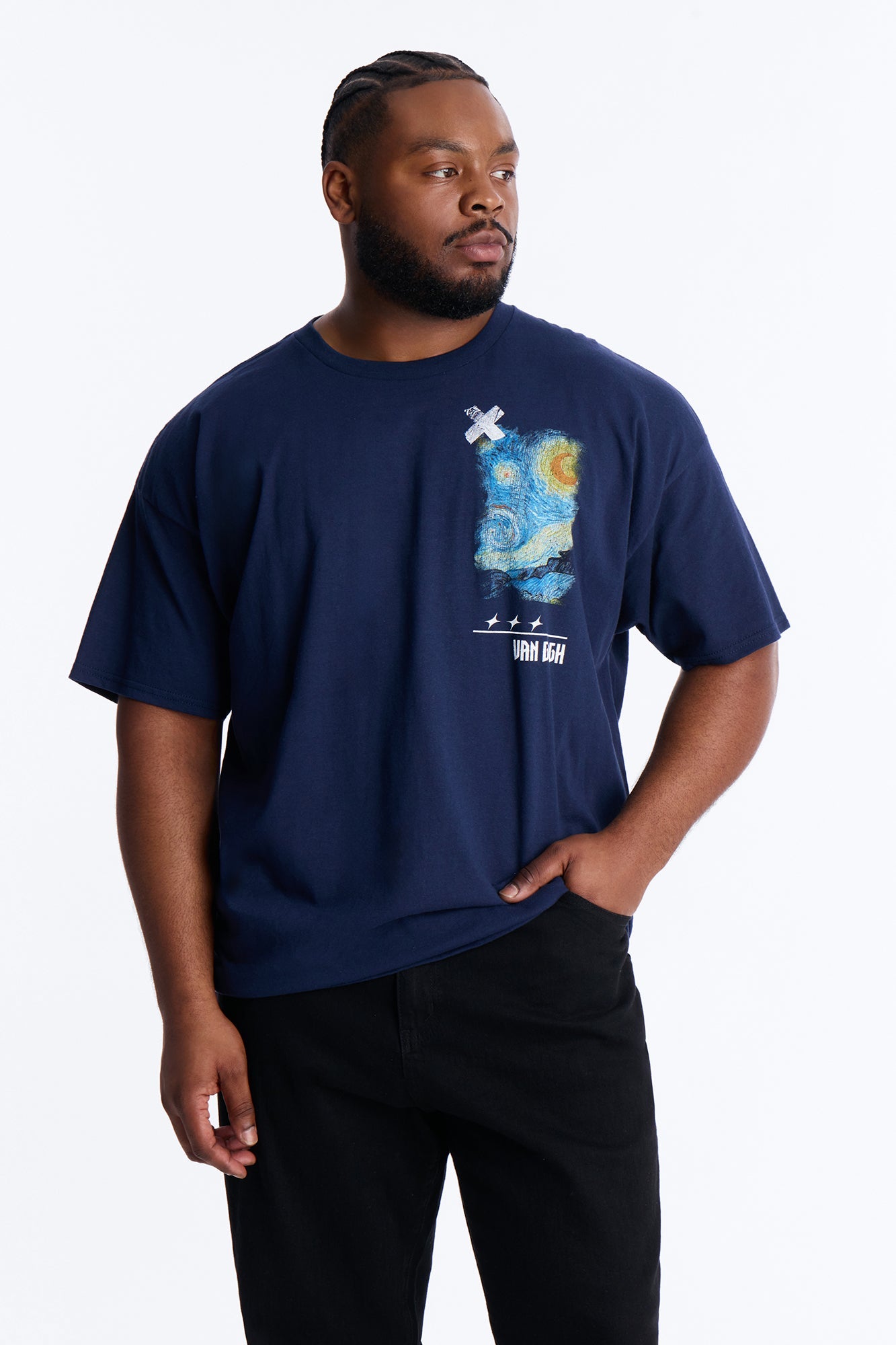 Van Gogh Stars Don't Sleep Short Sleeve Tee - Navy Fashion Nova