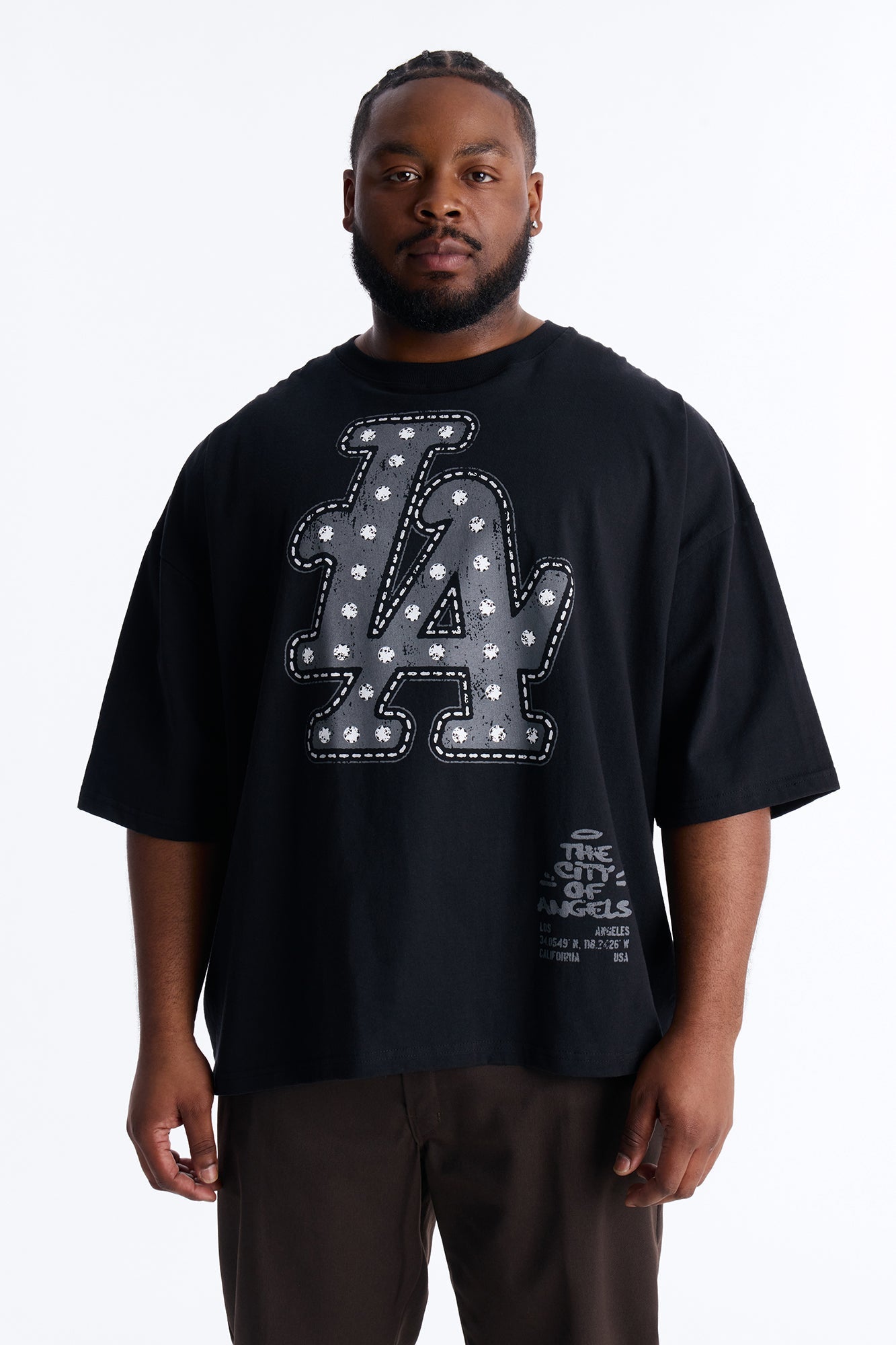 LA Hustle District Boxy Short Sleeve Tee - Black Fashion Nova