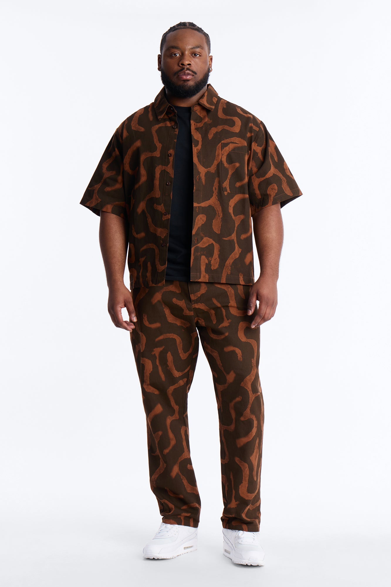 Drizzled Button Up Shirt - Rust Fashion Nova