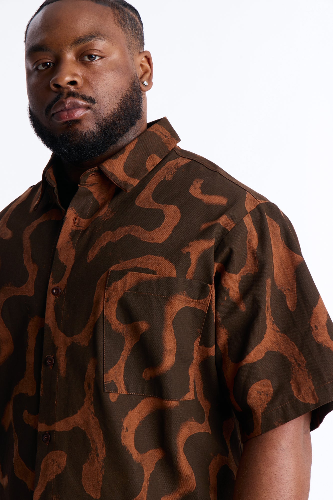 Drizzled Button Up Shirt - Rust Fashion Nova