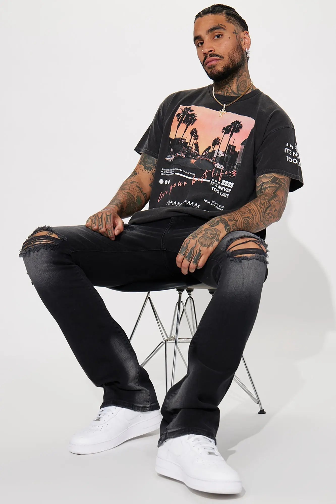 Never Too Late Short Sleeve Tee - Black Fashion Nova