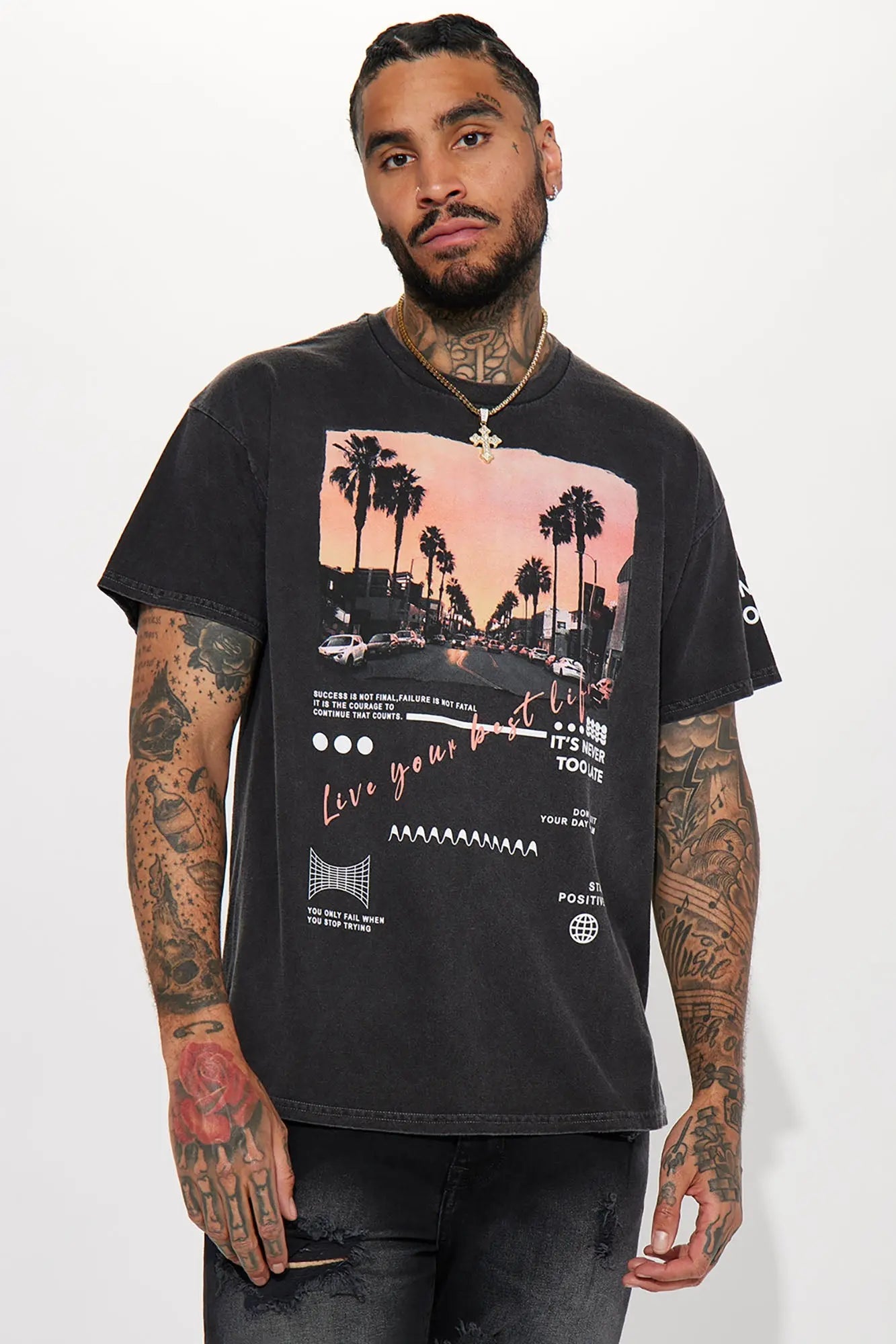 Never Too Late Short Sleeve Tee - Black Fashion Nova