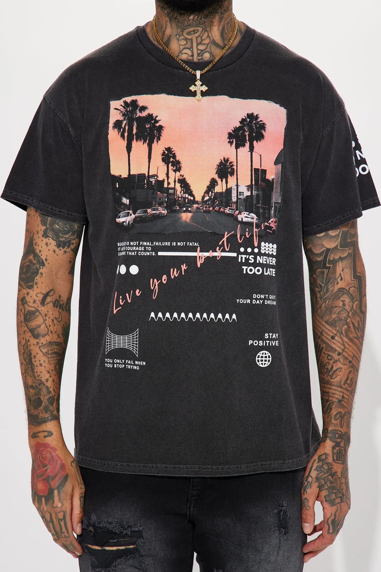 Never Too Late Short Sleeve Tee - Black Fashion Nova