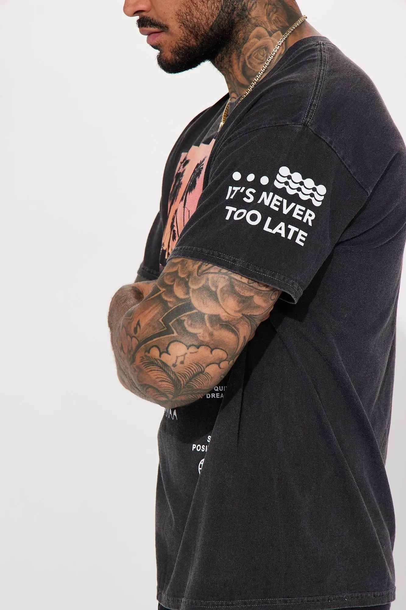 Never Too Late Short Sleeve Tee - Black Fashion Nova