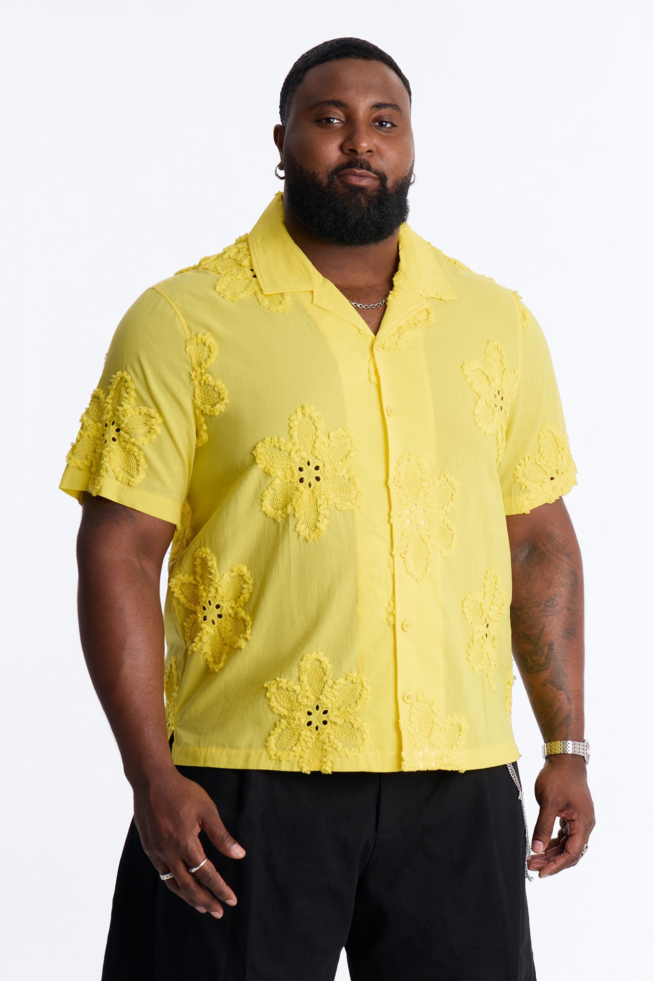 Dusty Bloom Cuban Collar Shirt - Mustard Fashion Nova