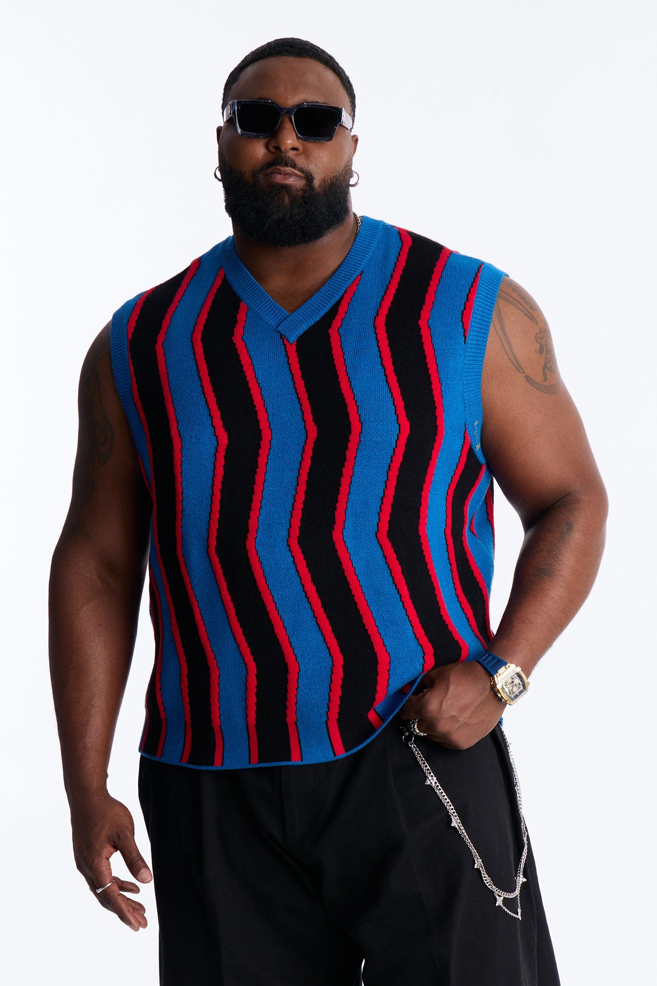 After Midnight Flame Sweater Vest - Blue Fashion Nova